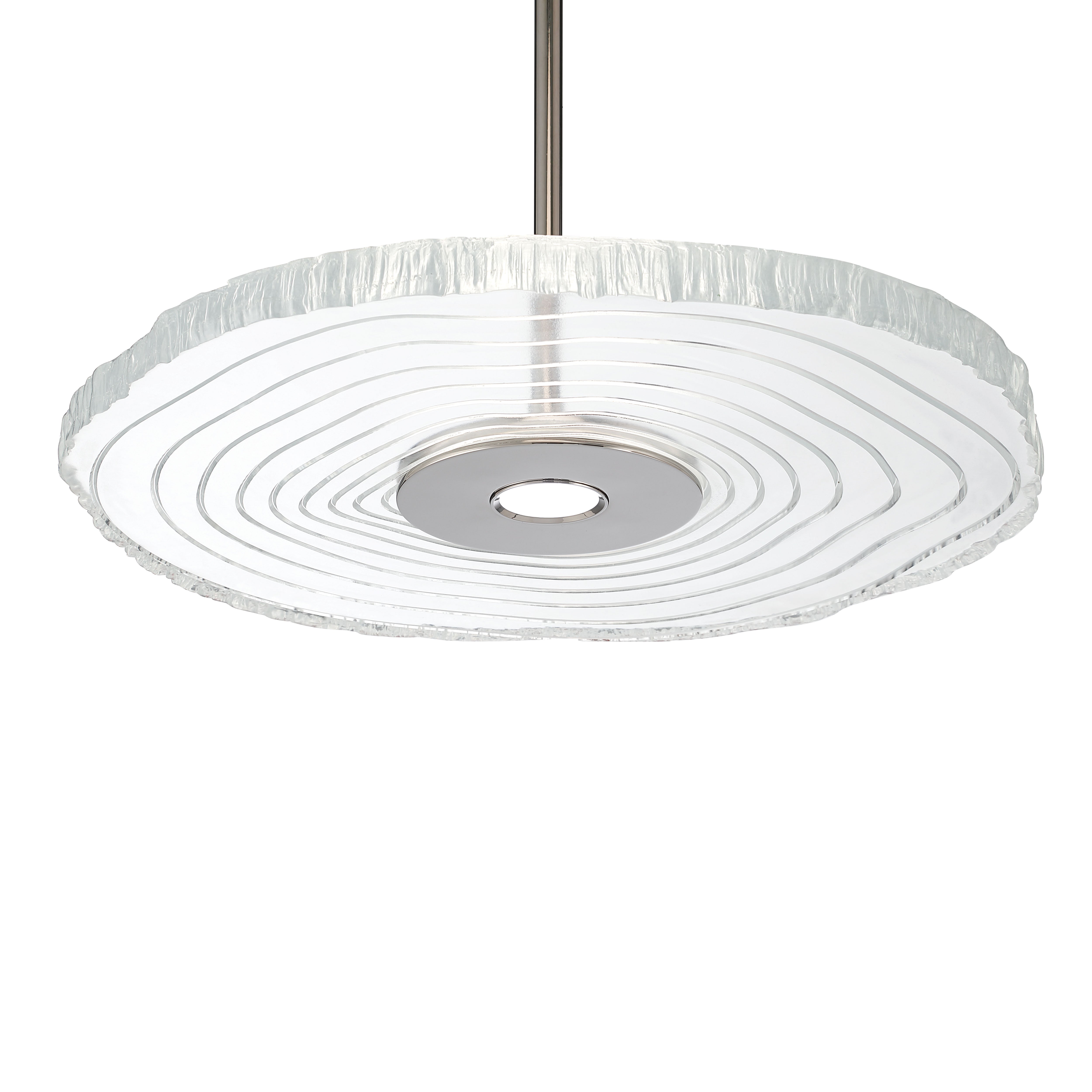 Golden Lighting Luminwood Integrated LED 16in Pendant in Polished Nickel with Wood-Pressed Clear Resin - - Golden Lighting
