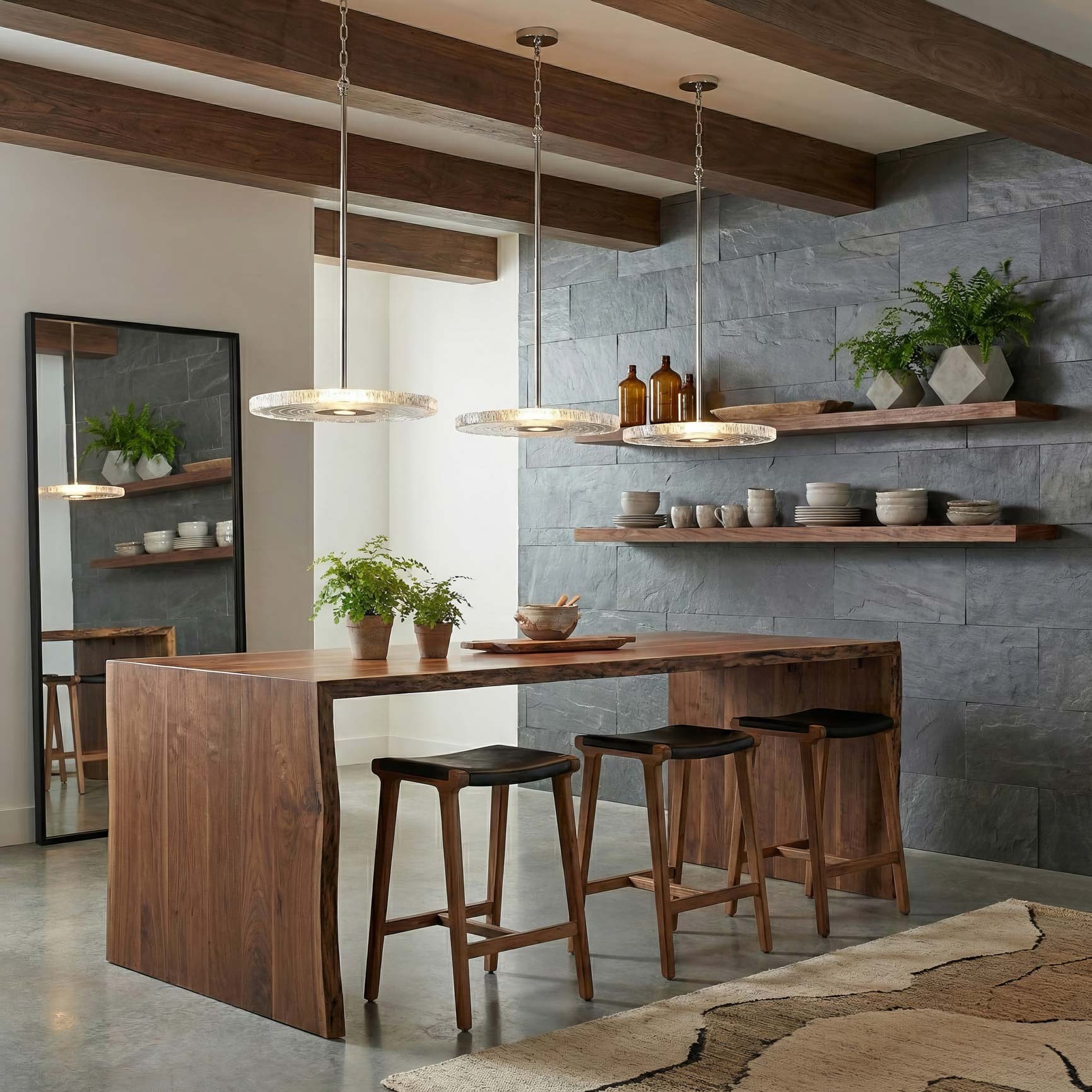 Golden Lighting Luminwood Integrated LED 16in Pendant in Polished Nickel with Wood-Pressed Clear Resin - - Golden Lighting