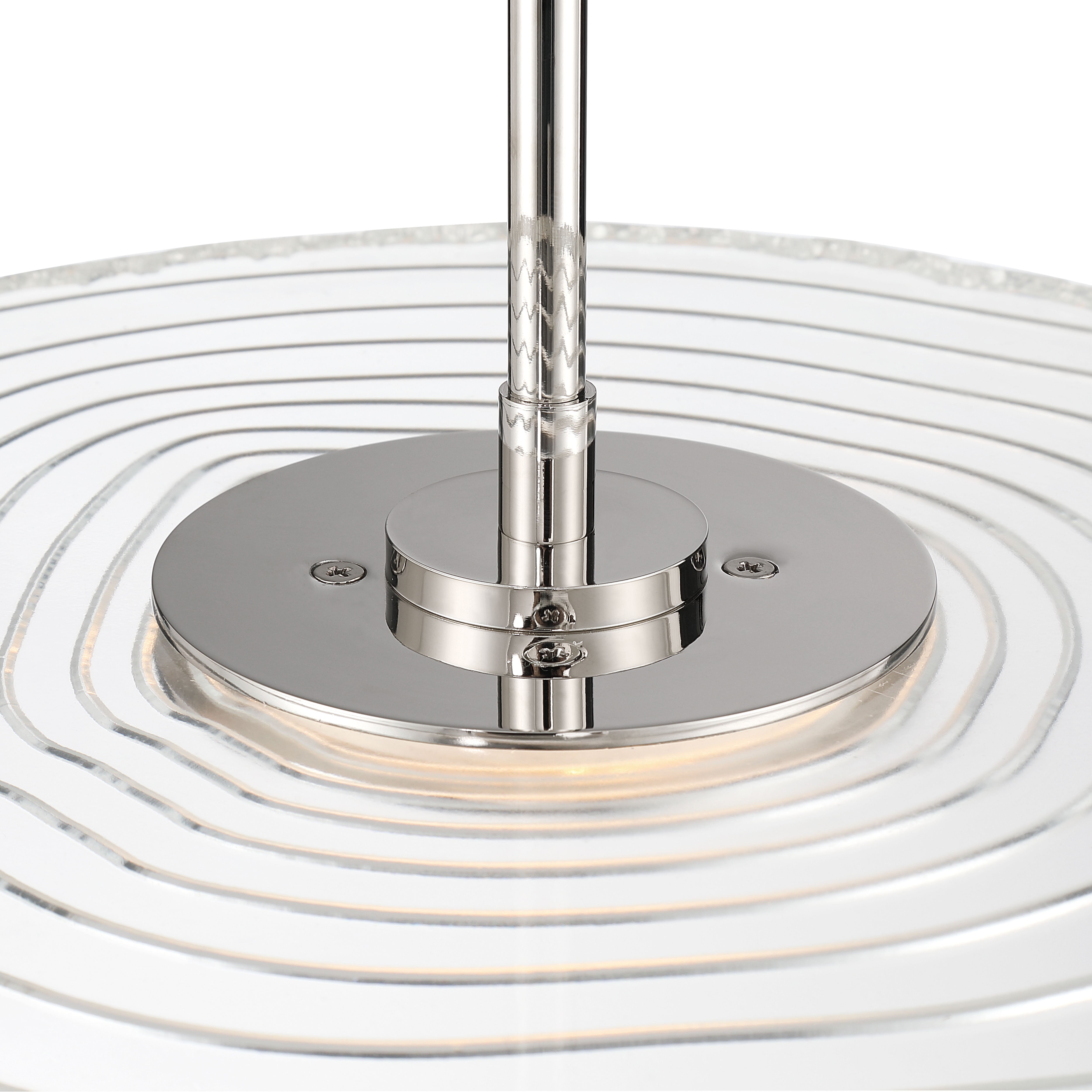 Golden Lighting Luminwood Integrated LED 24n Pendant in Polished Nickel with Wood-Pressed Clear Resin - - Golden Lighting