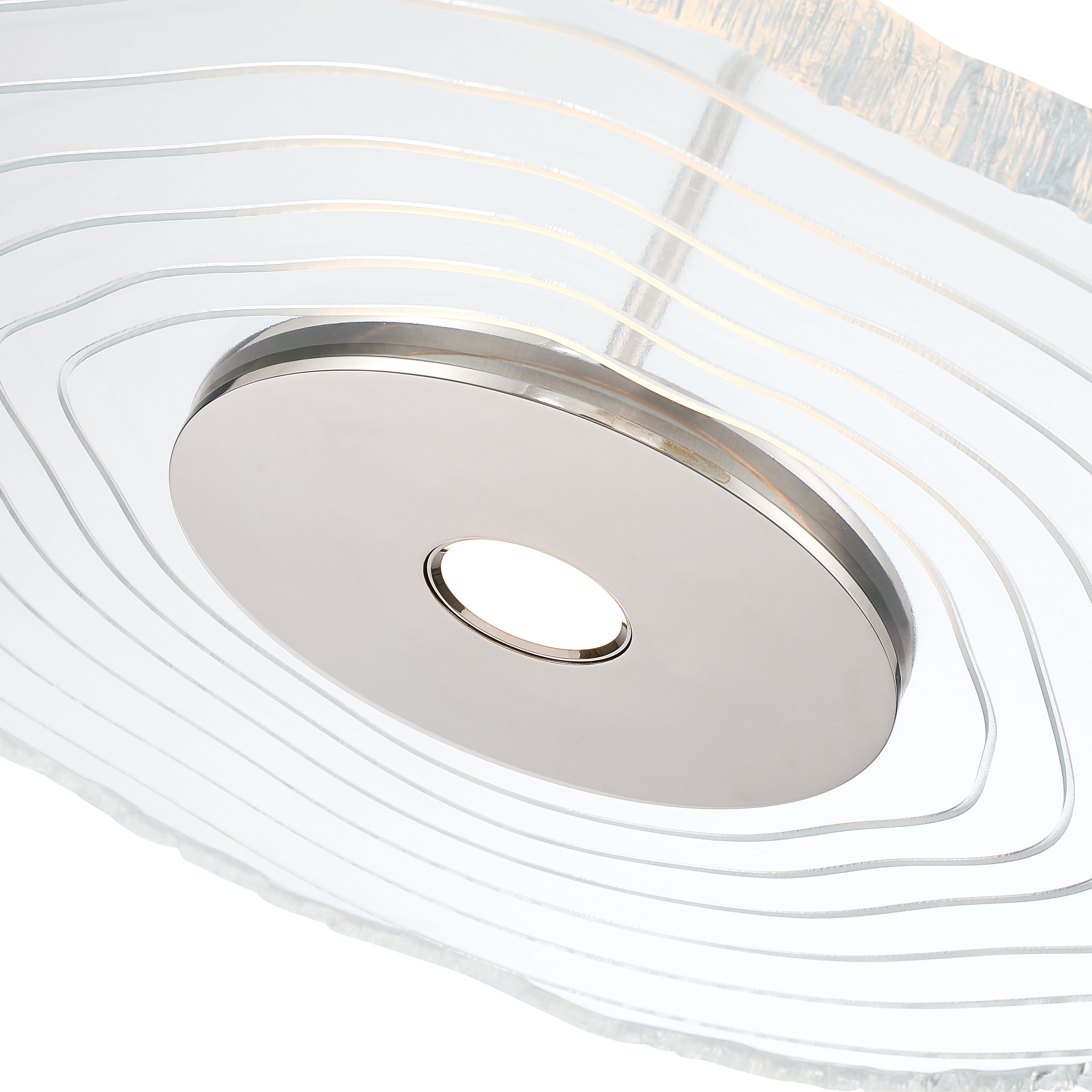 Golden Lighting Luminwood Integrated LED 24n Pendant in Polished Nickel with Wood-Pressed Clear Resin - - Golden Lighting