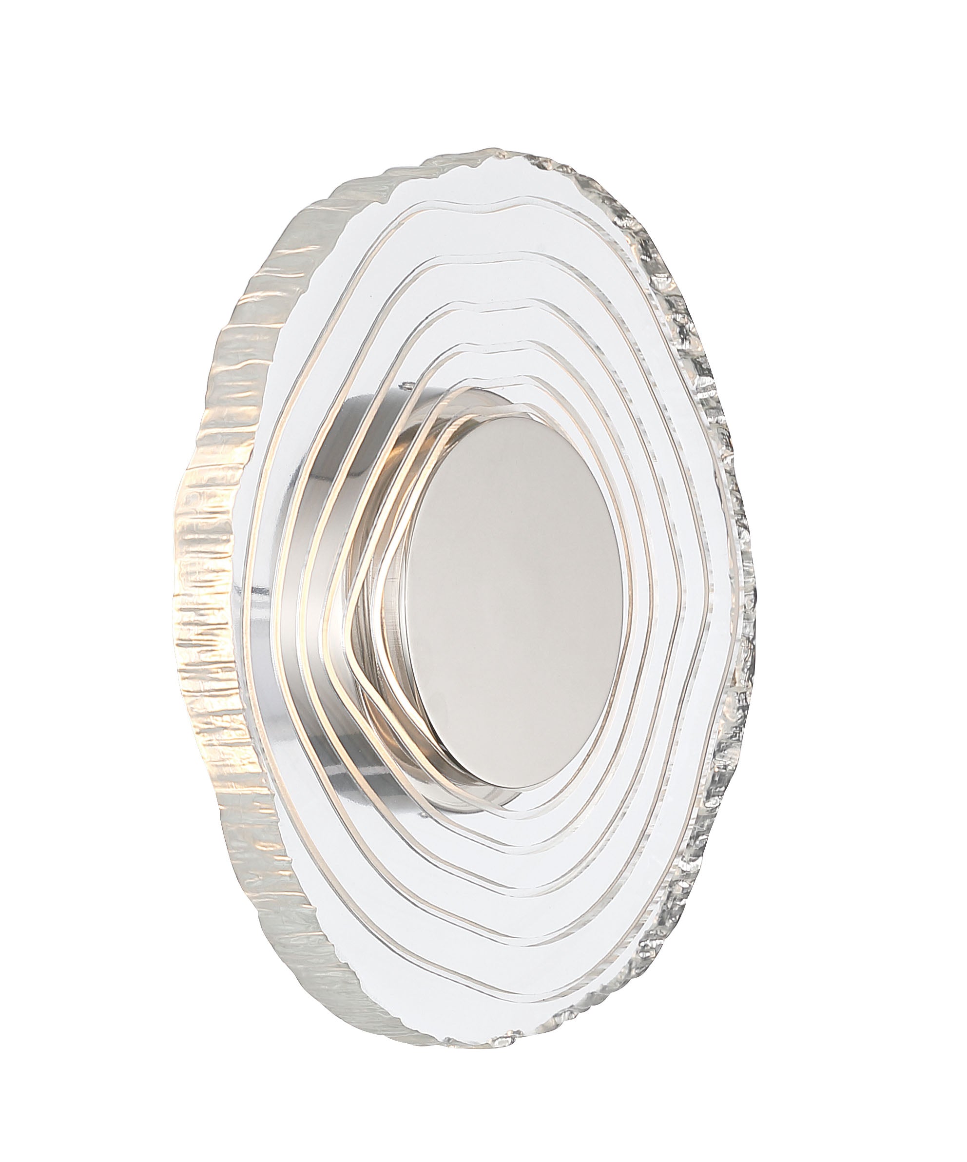 Golden Lighting Luminwood Integrated LED 12in Wall Sconce in Polished Nickel with Wood-Pressed Clear Resin
