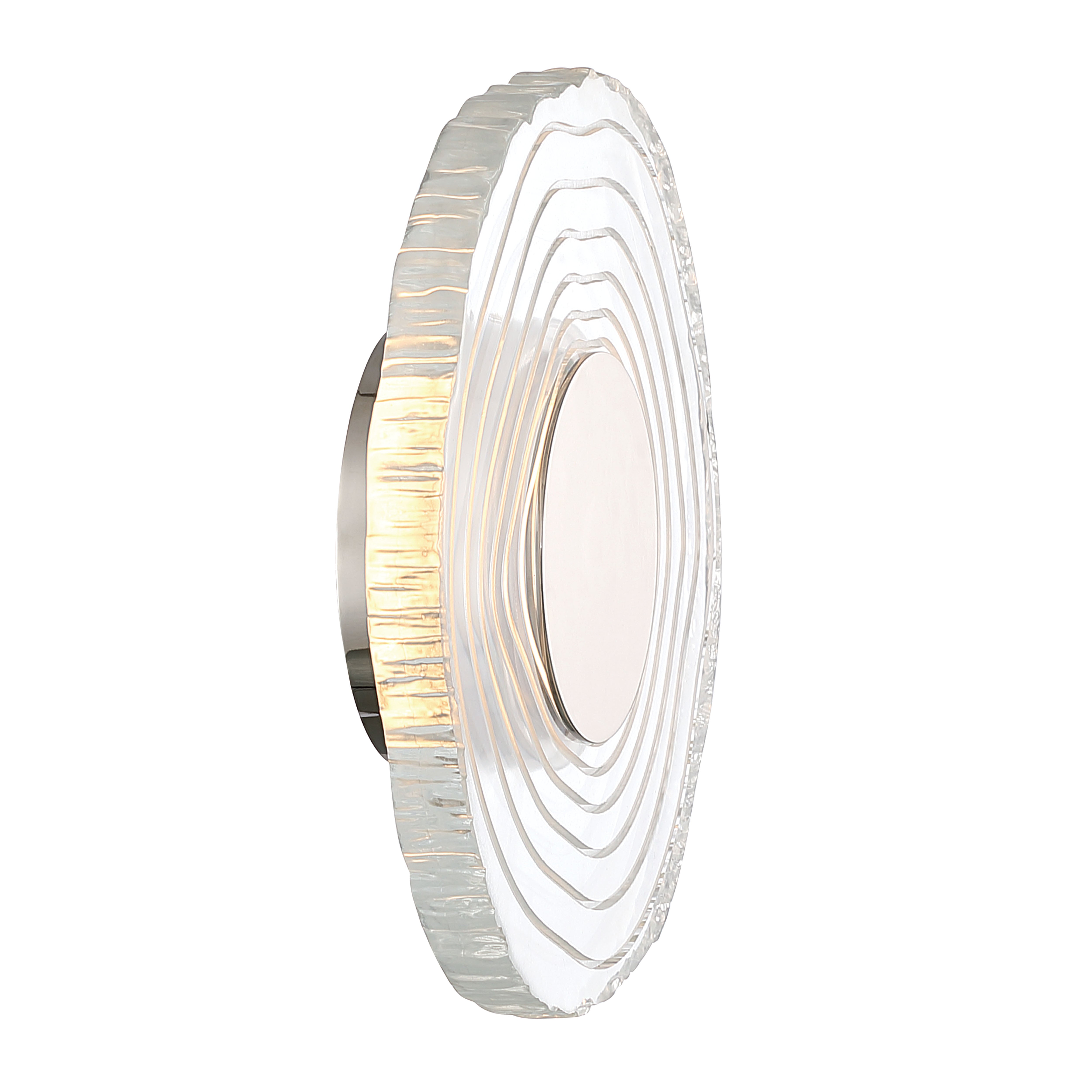 Golden Lighting Luminwood Integrated LED 12in Wall Sconce in Polished Nickel with Wood-Pressed Clear Resin - - Golden Lighting
