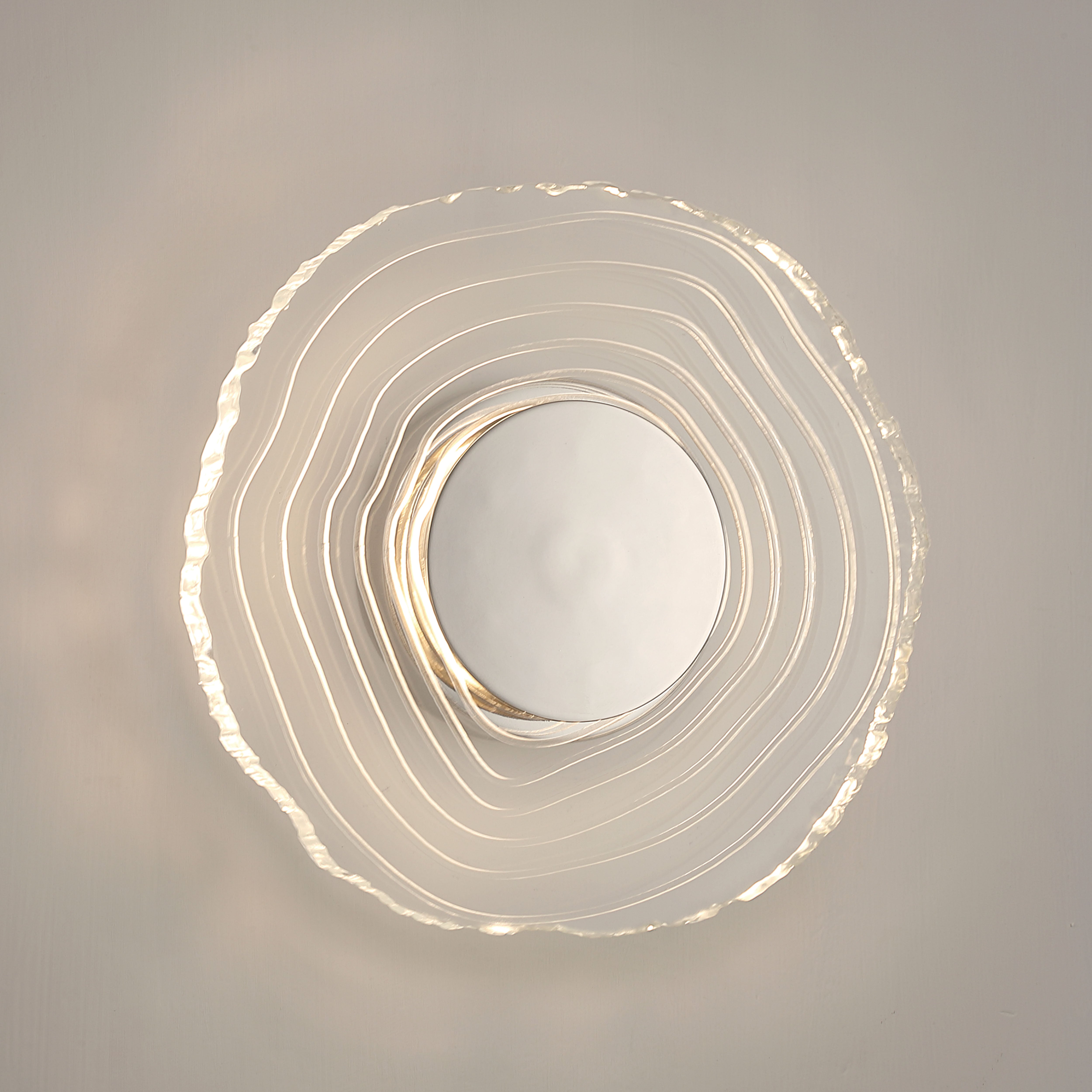 Golden Lighting Luminwood Integrated LED 12in Wall Sconce in Polished Nickel with Wood-Pressed Clear Resin - - Golden Lighting