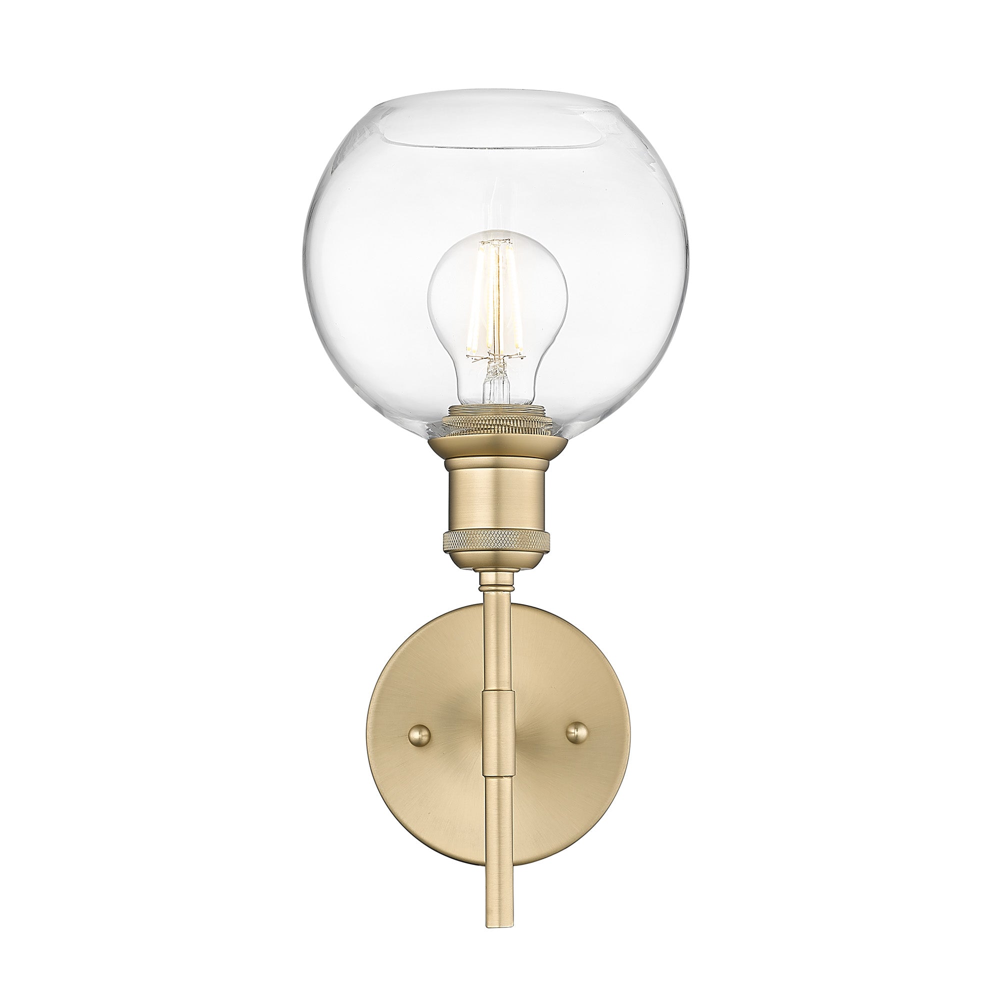 Axel 1-light Wall Sconce in Brushed Champagne Brass and Globe Clear Glass - Golden Lighting