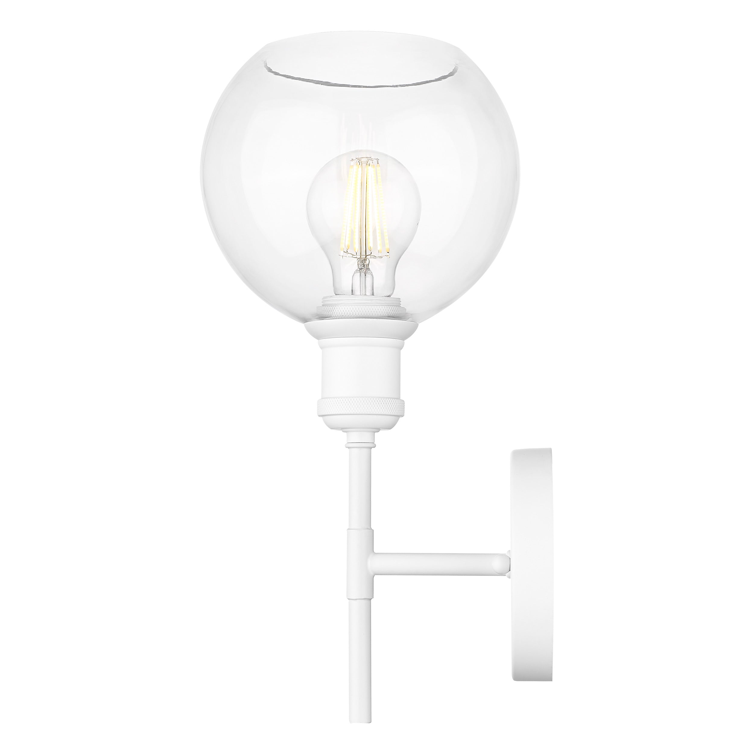 Axel 1-light Wall Sconce in Matte White and Globe Clear Glass