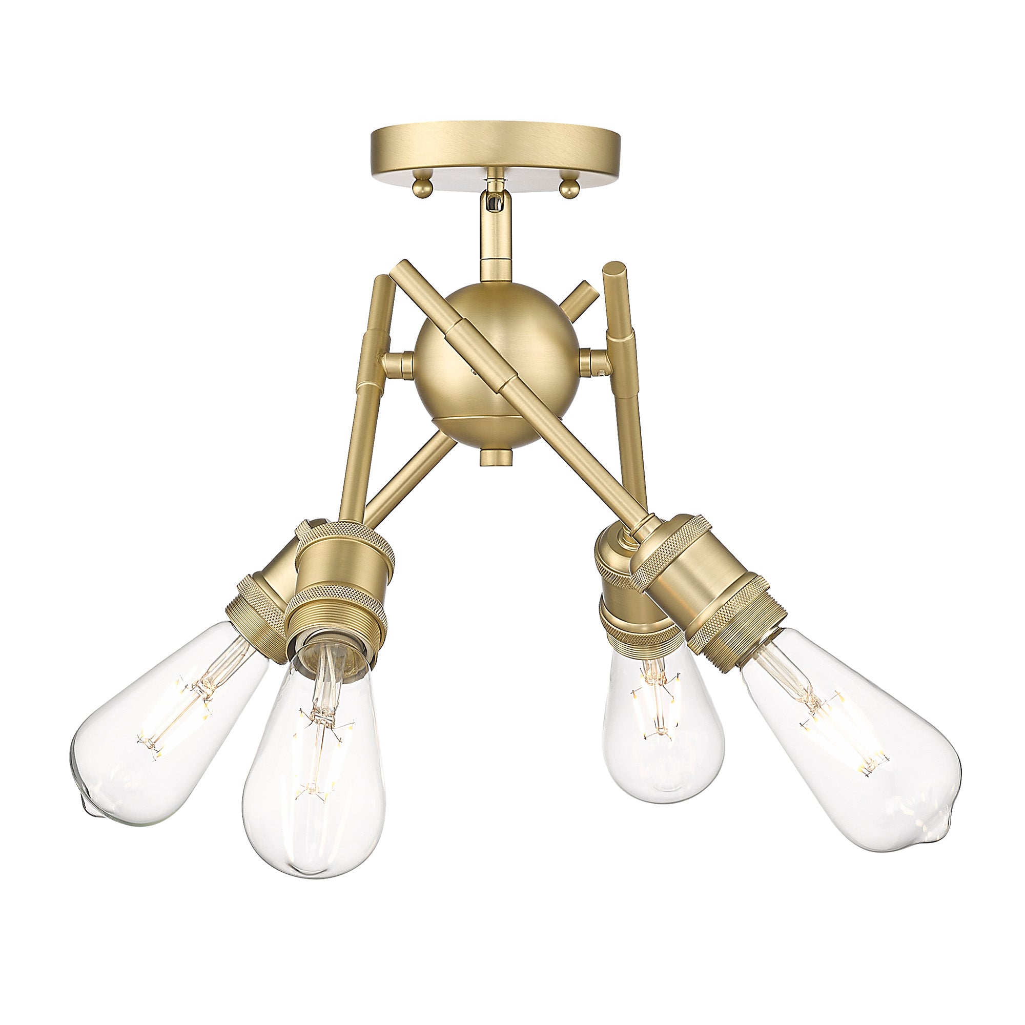 Axel 4-light Semi-Flush Mount in Brushed Champagne Brass – Golden