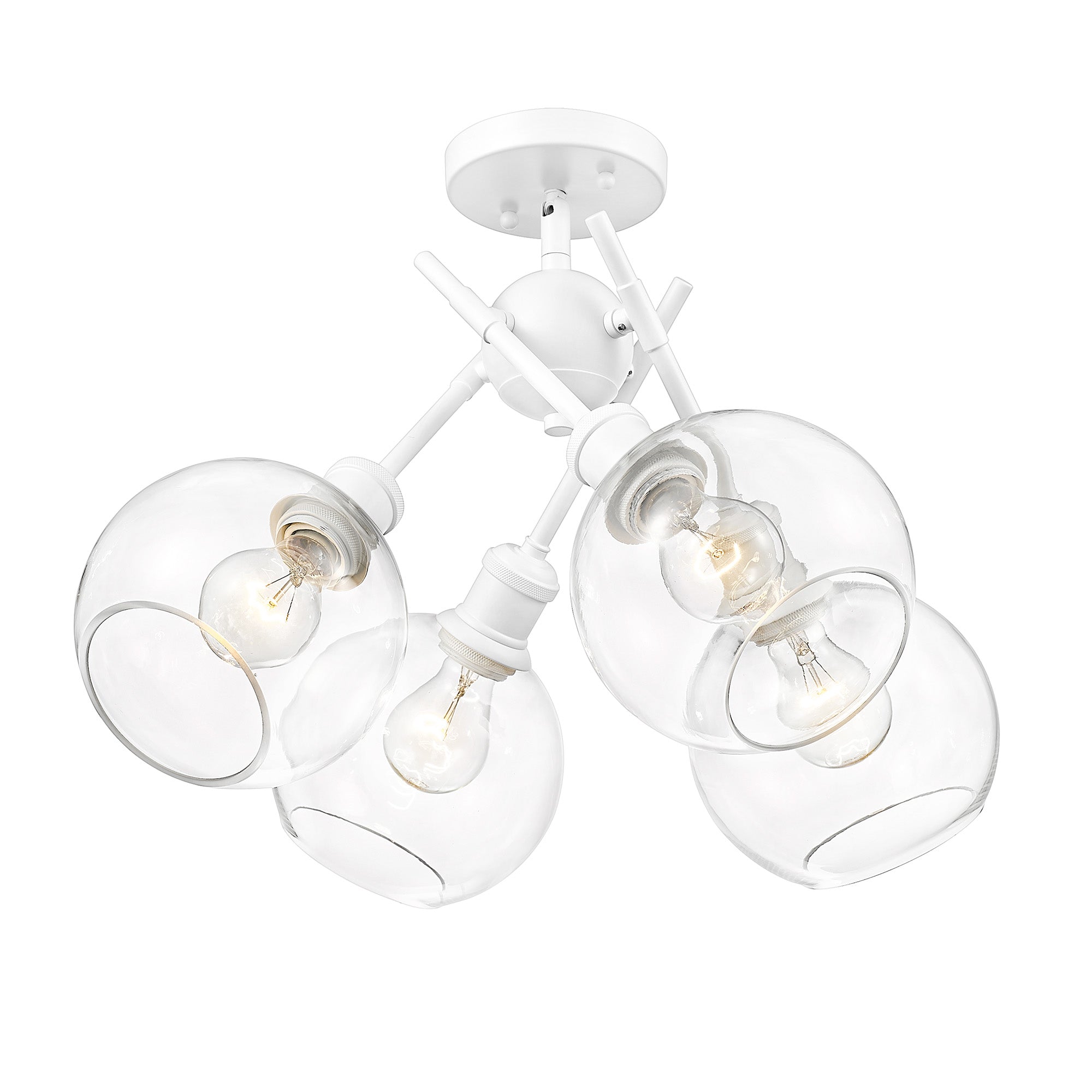 Axel 4-light Semi-Flush Mount in Matte White and Globe Clear Glass