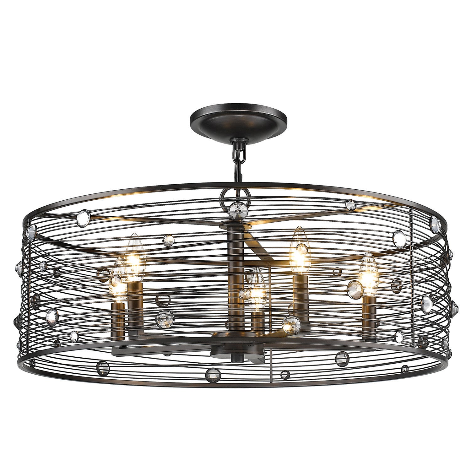 Bijoux 5SF Light Semi-Flush in Brushed Etruscan Bronze - - Golden Lighting