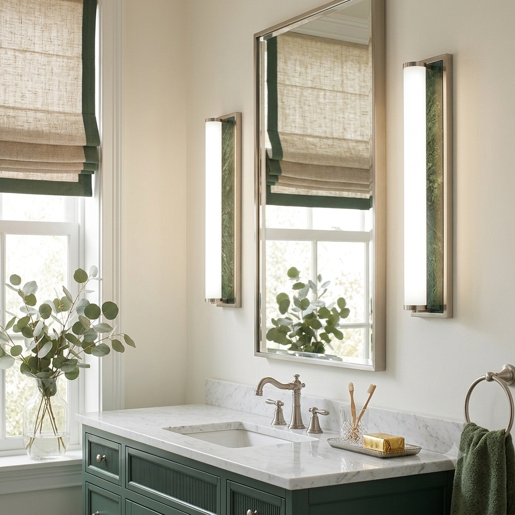 Stratum Integrated LED 24in Vanity in Brushed Nickel with Persian Green Marble