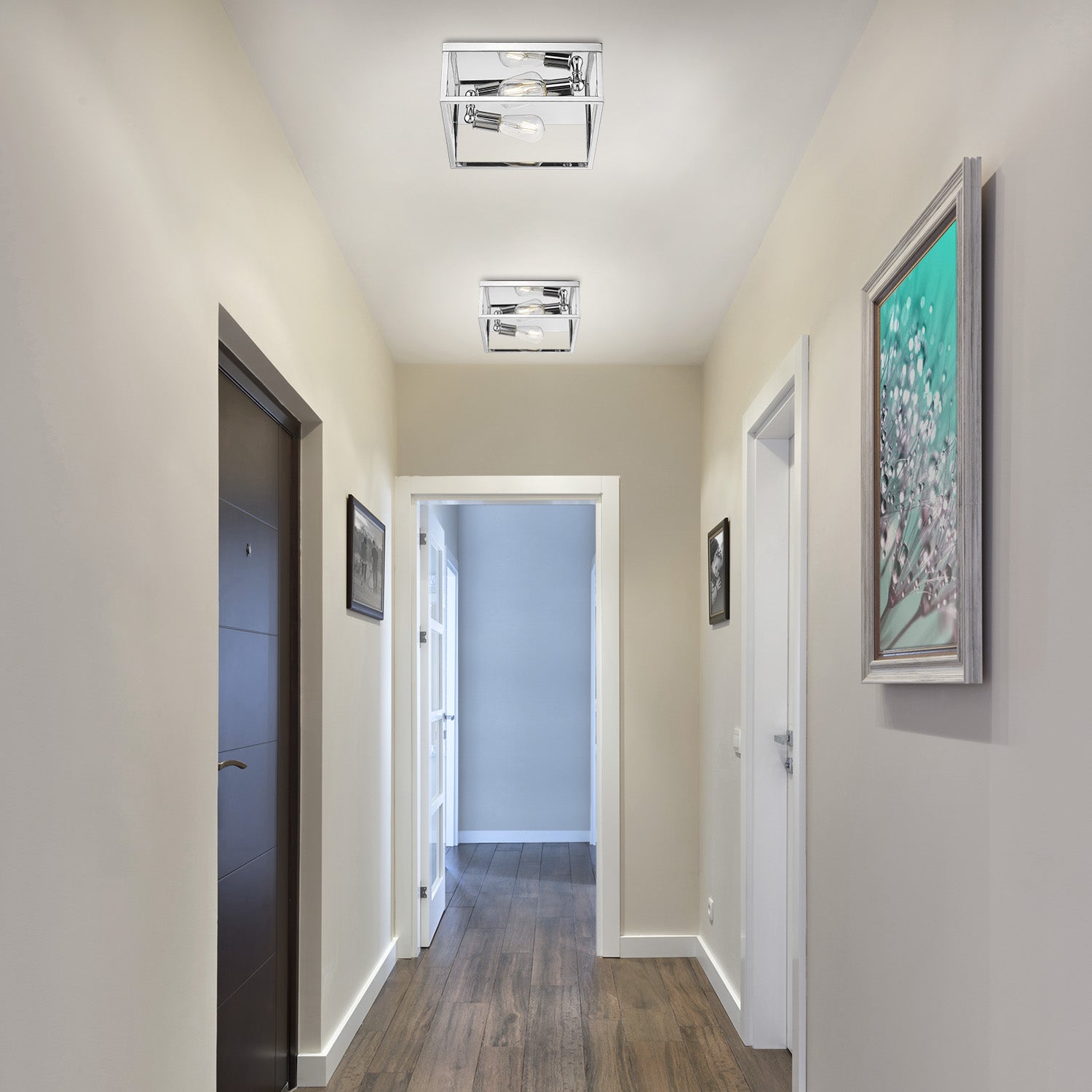 Golden Lighting Wesson 2-light Flush Mount in Chrome