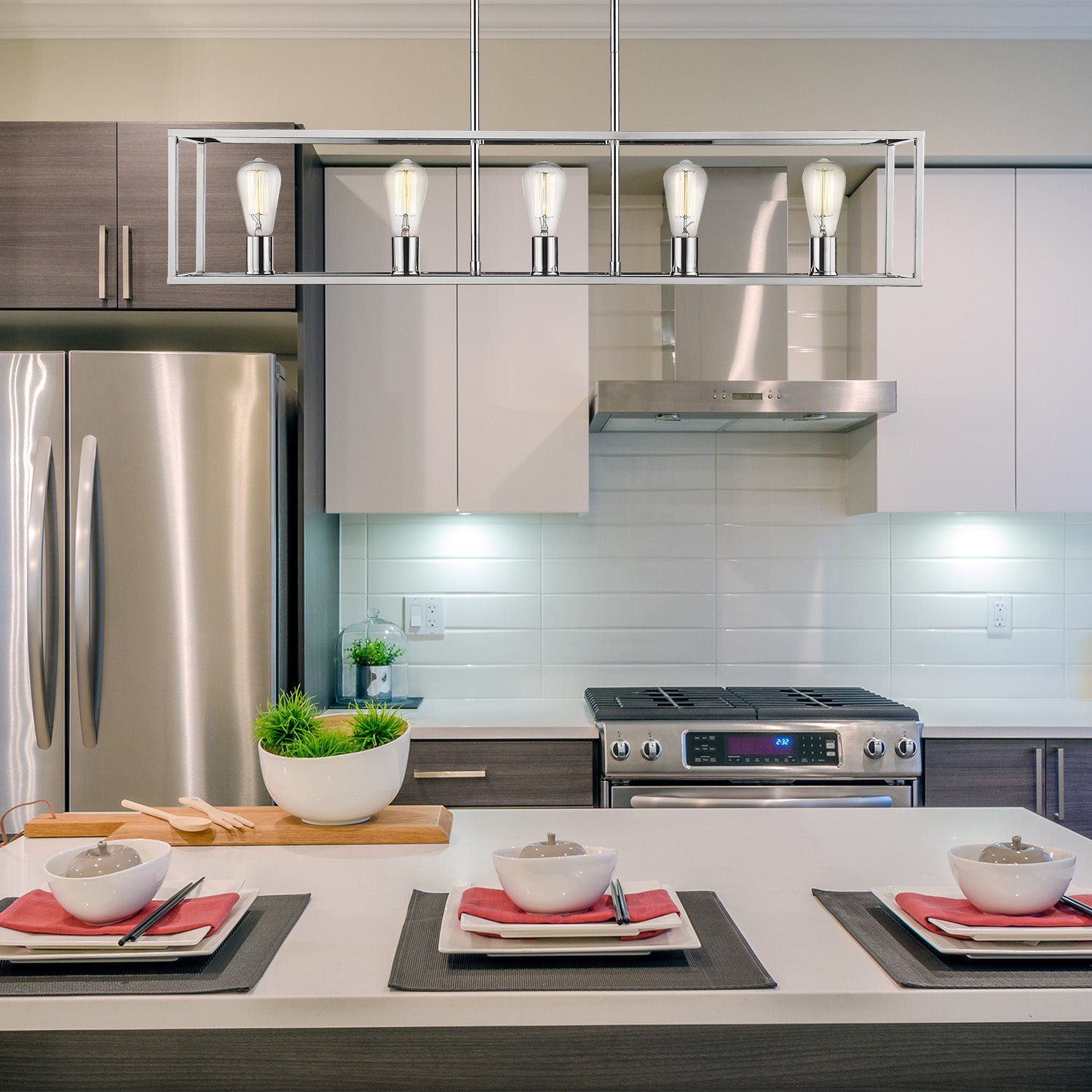 Golden Lighting Wesson 5-light Island Light in Chrome