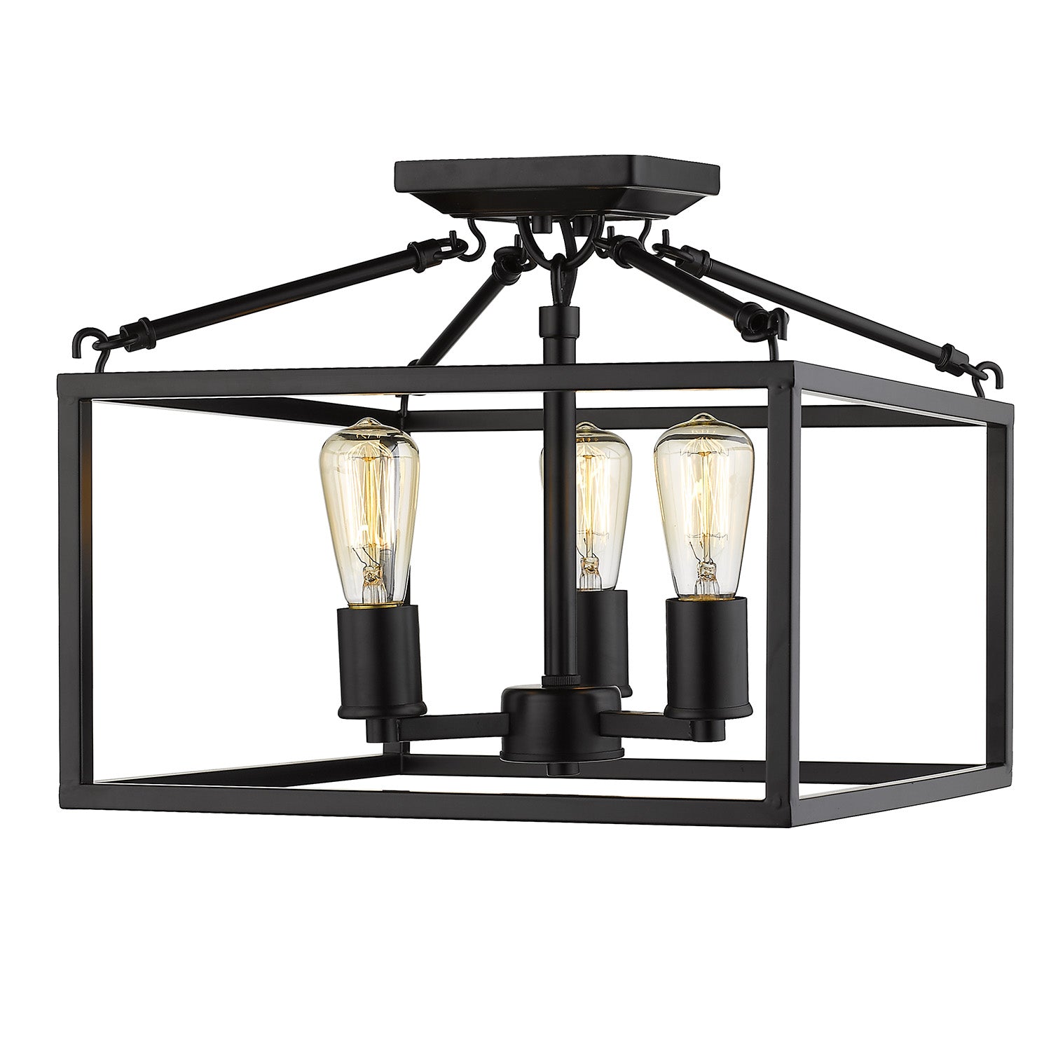 Golden Lighting Wesson 3-light Semi-Flush Mount in Matte Black - - Golden Lighting