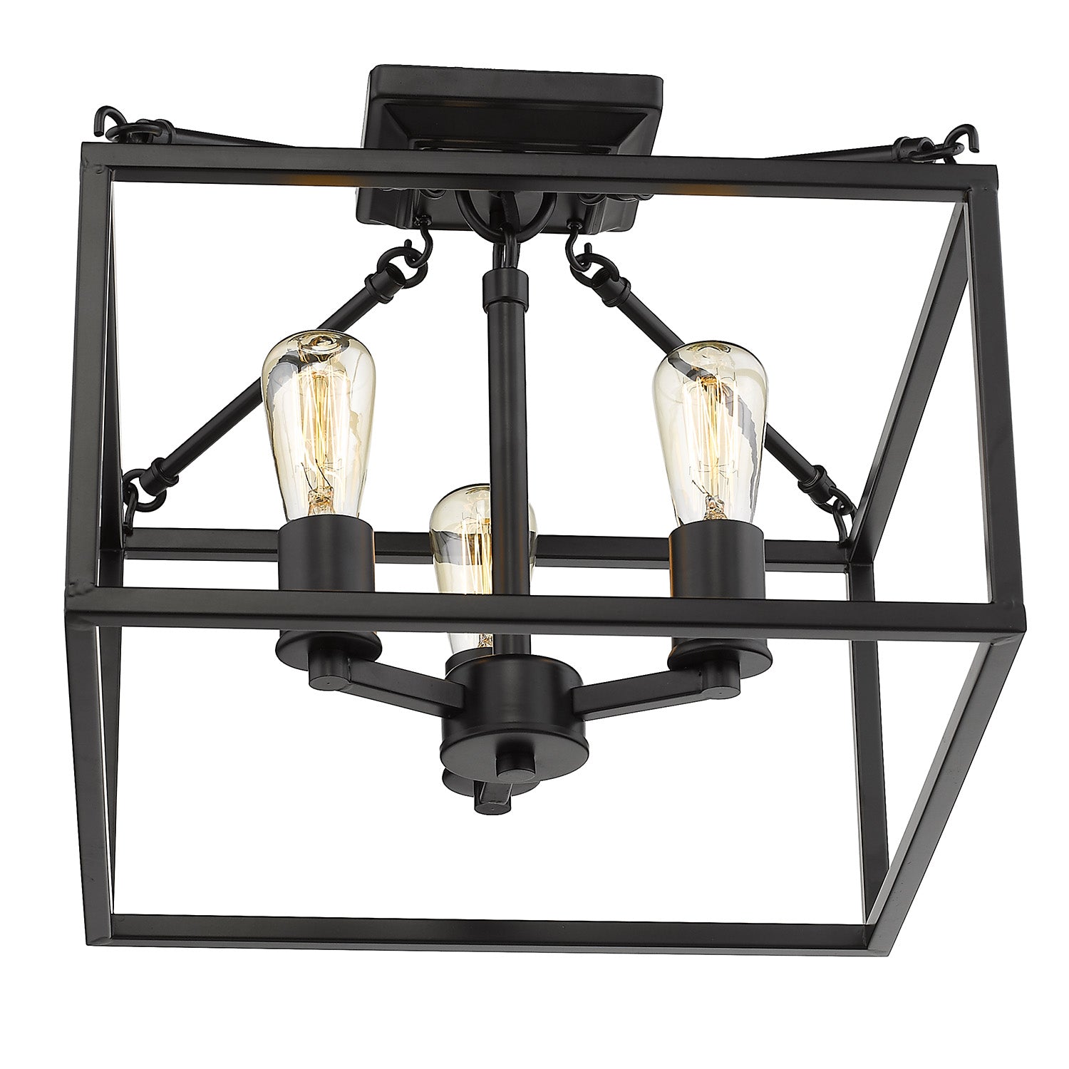 Golden Lighting Wesson 3-light Semi-Flush Mount in Matte Black - - Golden Lighting