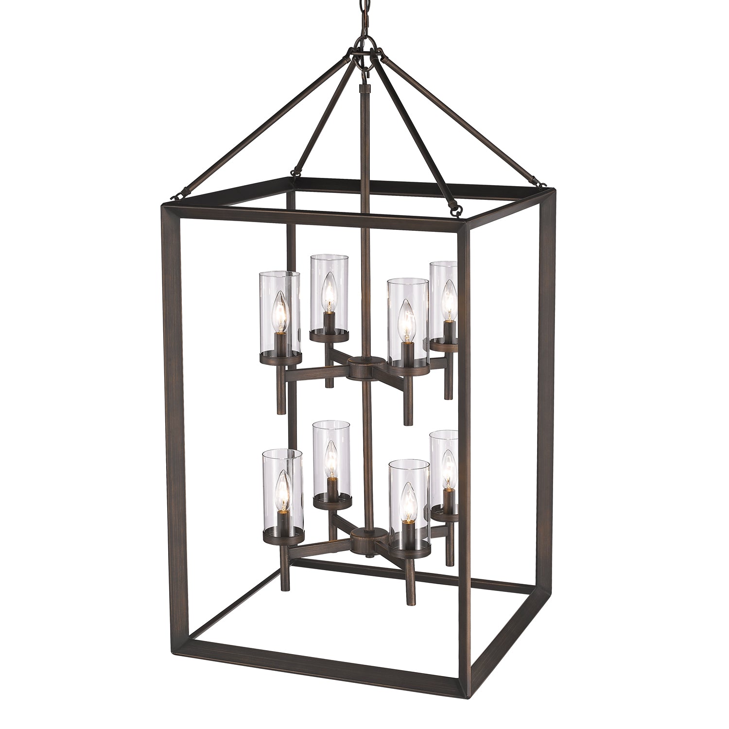 Smyth 8 Light Pendant in Gunmetal Bronze with Clear Glass - Default Title - Golden Lighting