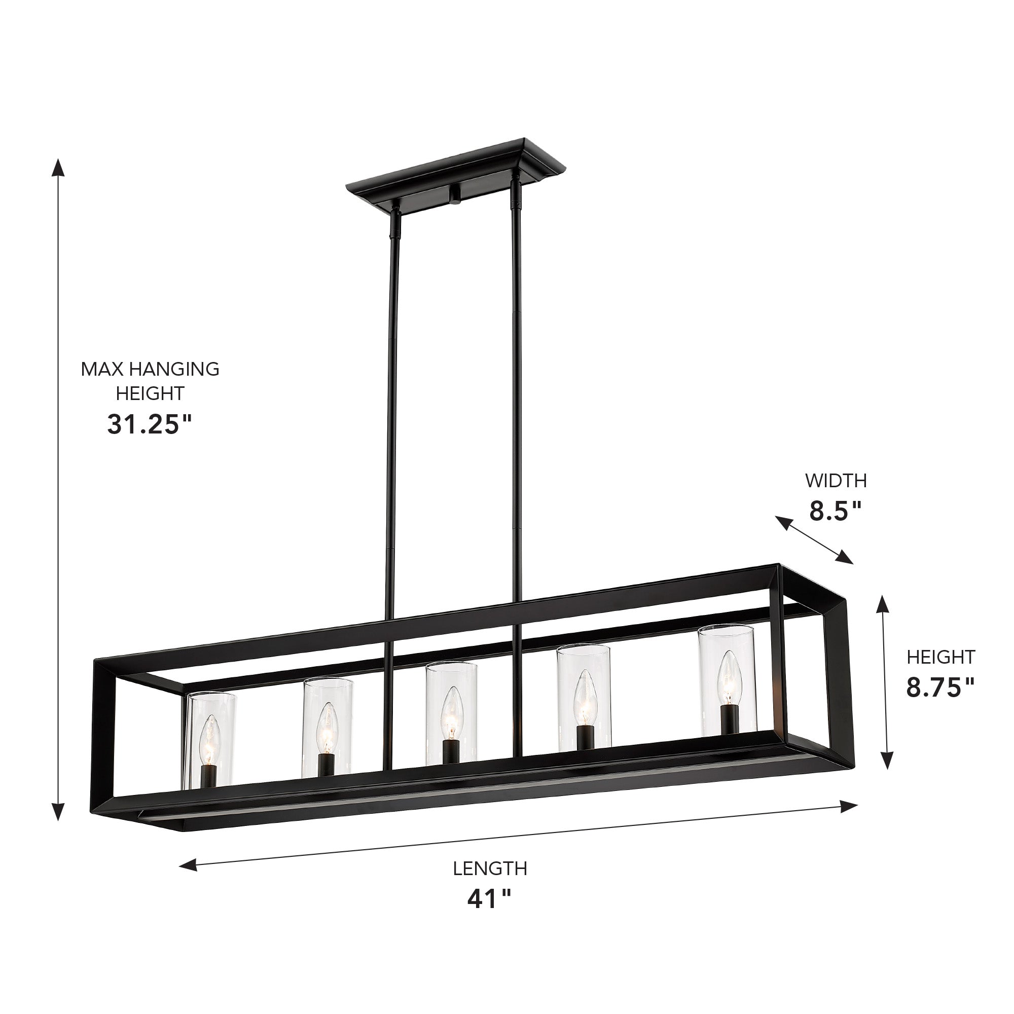 Golden Lighting Smyth 5-light Island Light in Matte Black - - Golden Lighting