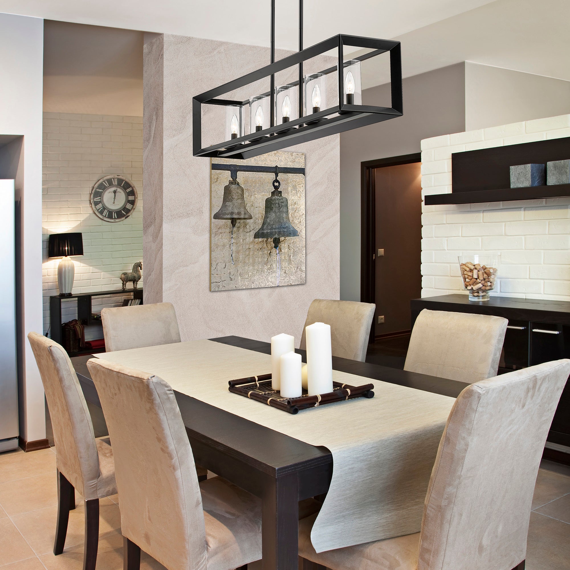 Golden Lighting Smyth 5-light Island Light in Matte Black - - Golden Lighting