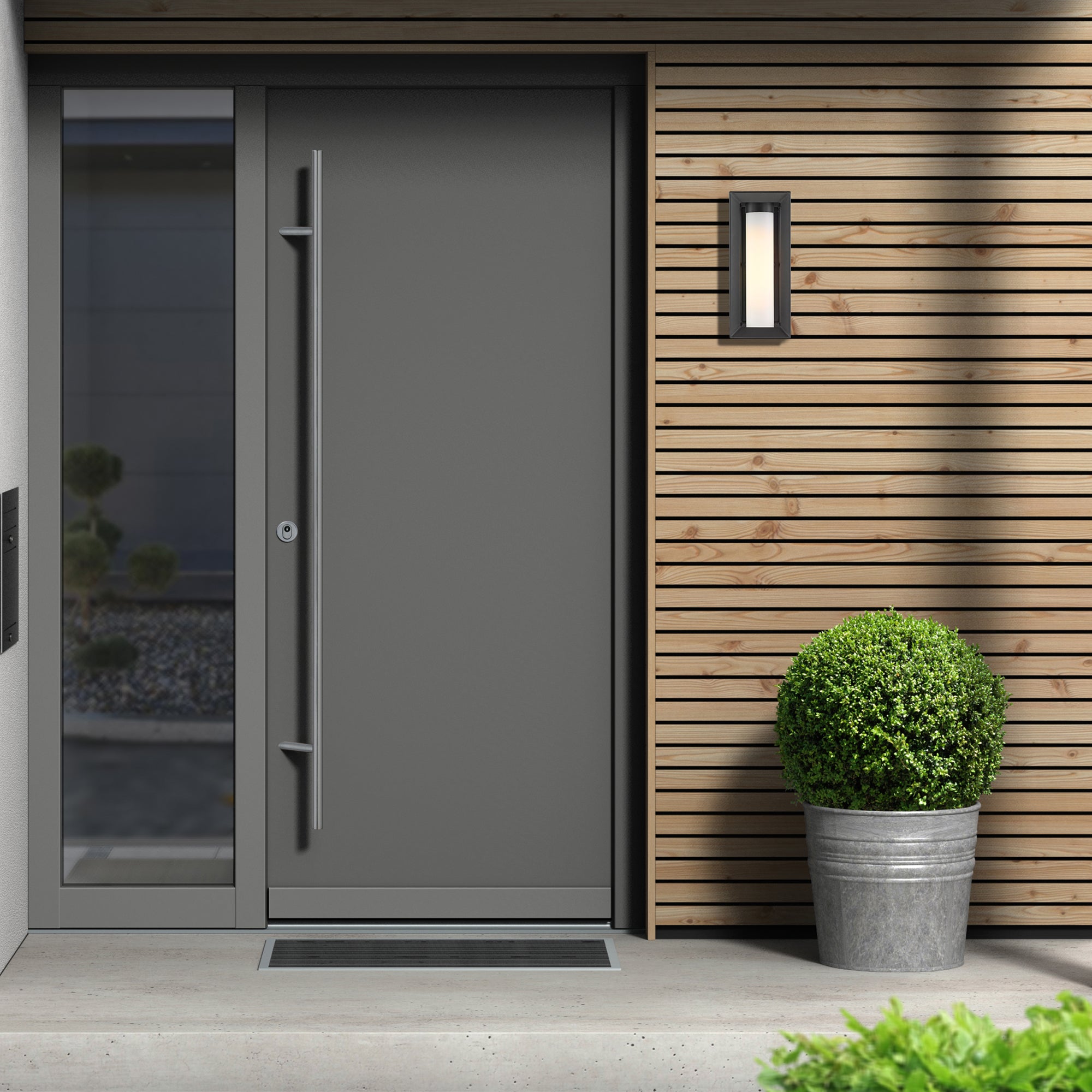 Golden Lighting Smyth 1-light Outdoor Wall in Natural Black and Opal Glass