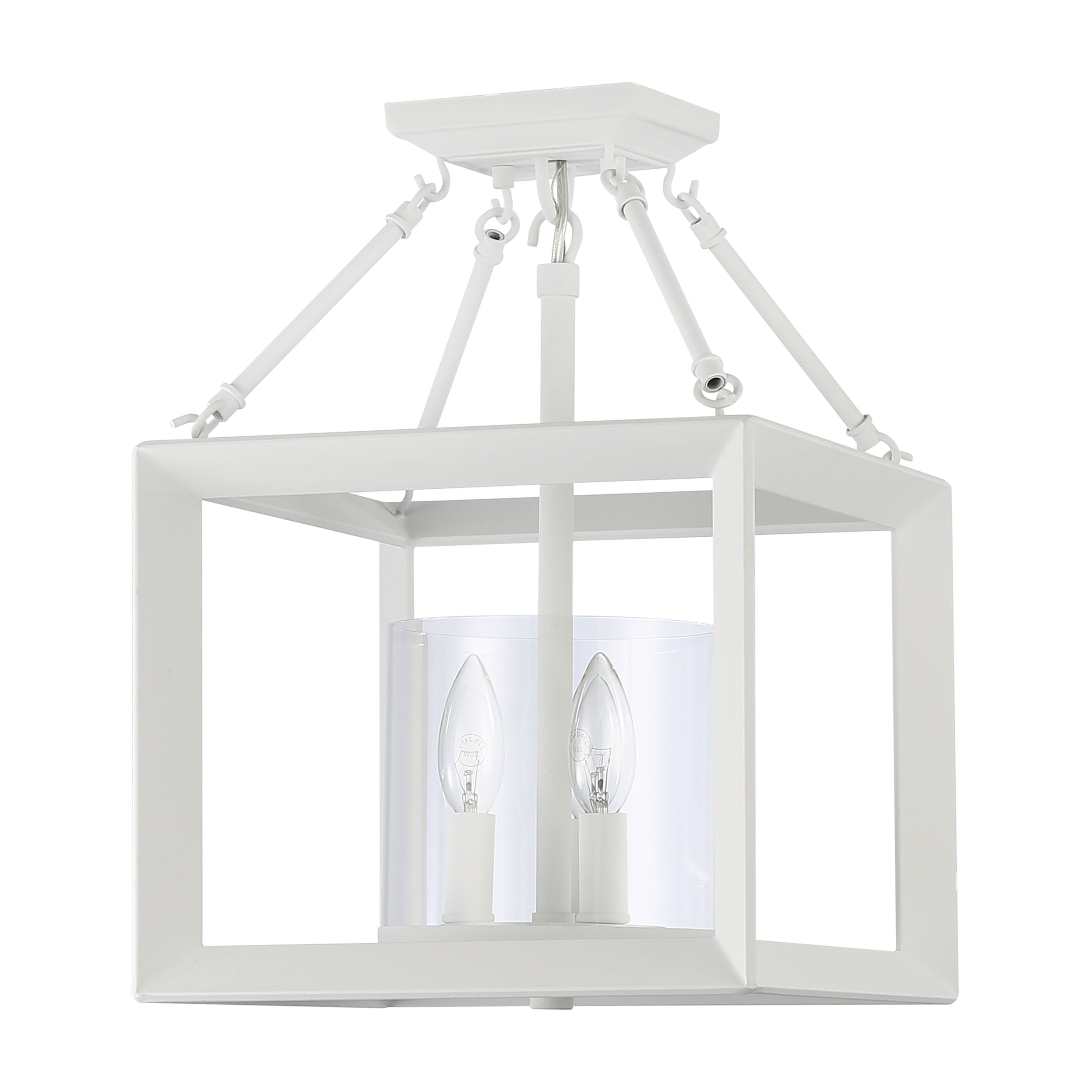 Smyth 3-Light Semi-Flush in Natural White with Clear Glass - Default Title - Golden Lighting