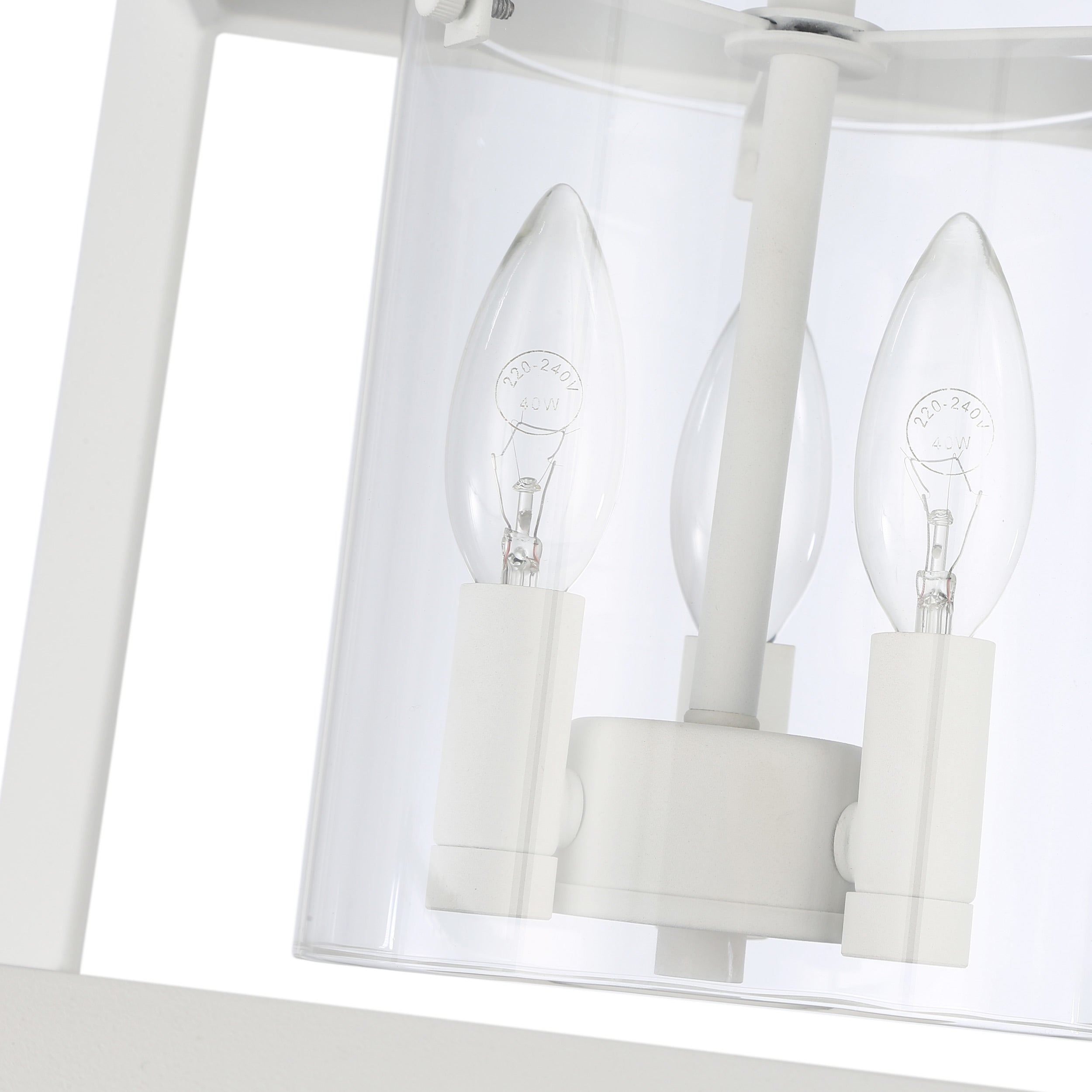 Golden Lighting Smyth 3-light 12"H Semi-Flush Mount in Natural White and Clear Glass - - Golden Lighting