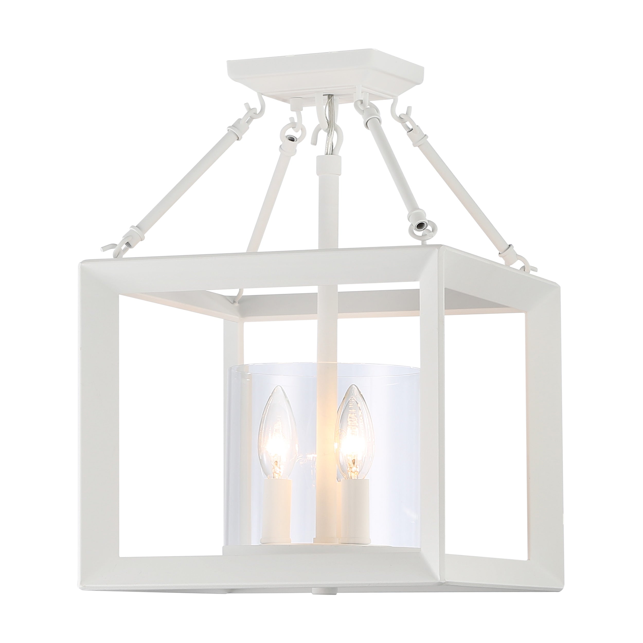 Golden Lighting Smyth 3-light 17"H Semi-Flush Mount in Natural White and Clear Glass