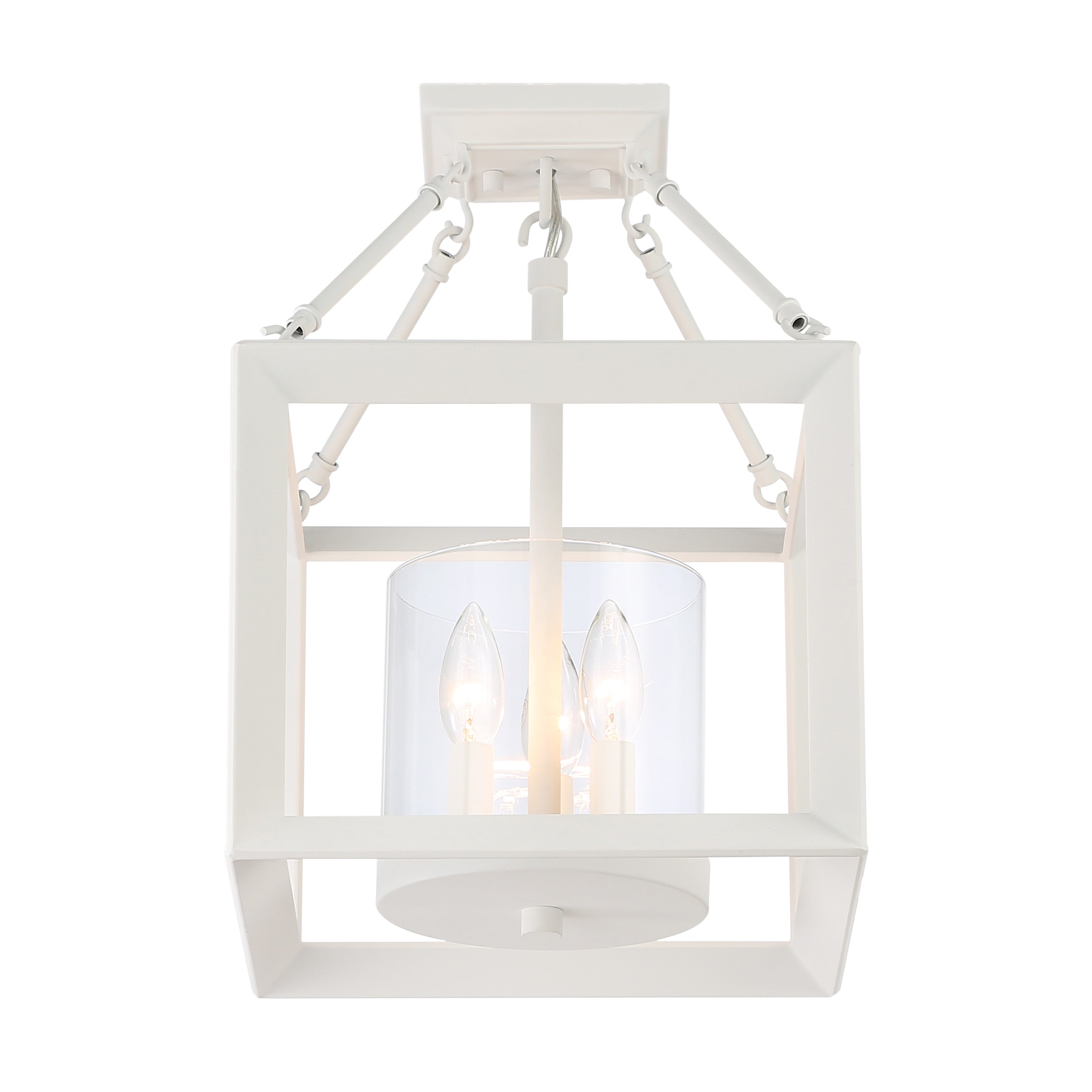 Golden Lighting Smyth 3-light 17"H Semi-Flush Mount in Natural White and Clear Glass - - Golden Lighting