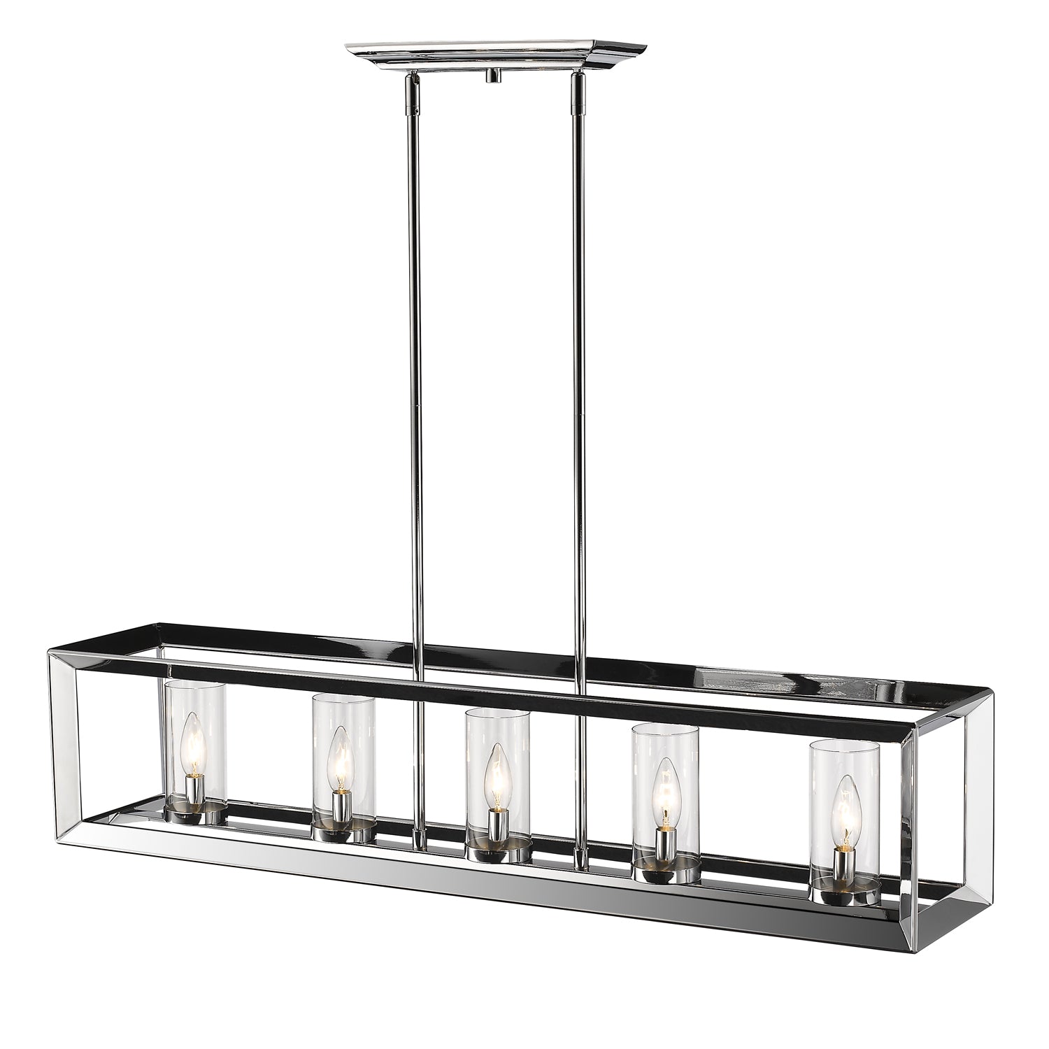 Smyth 5 Light Linear Pendant in Chrome with Clear Glass - Default Title - Golden Lighting