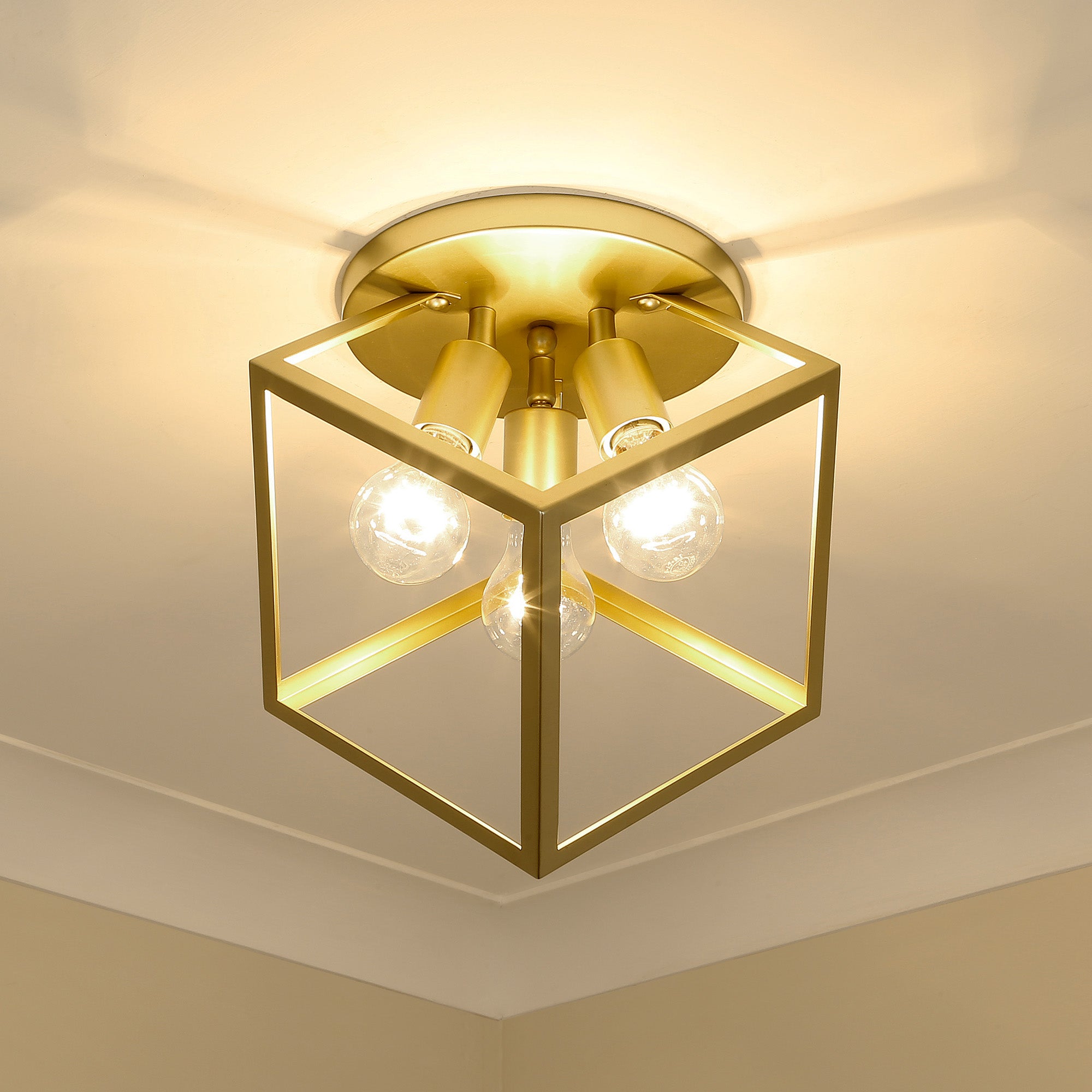 Golden Lighting Cassio 3-light Semi-Flush Mount in Olympic Gold - - Golden Lighting