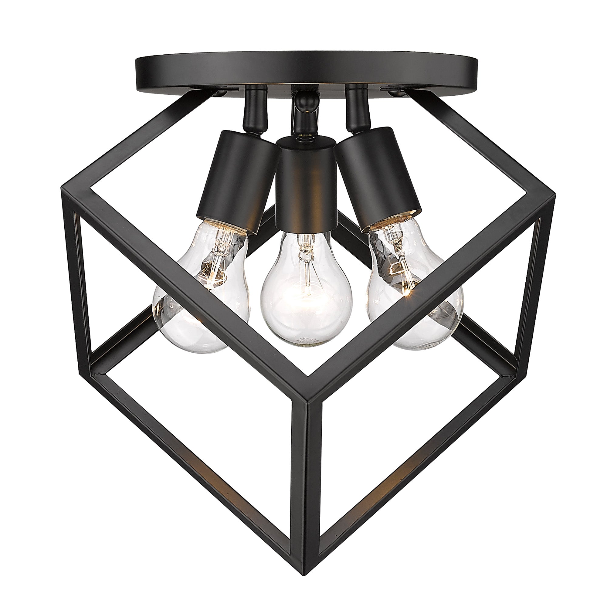 Cassio 3 Light Semi-Flush in Matte Black - Default Title - Golden Lighting