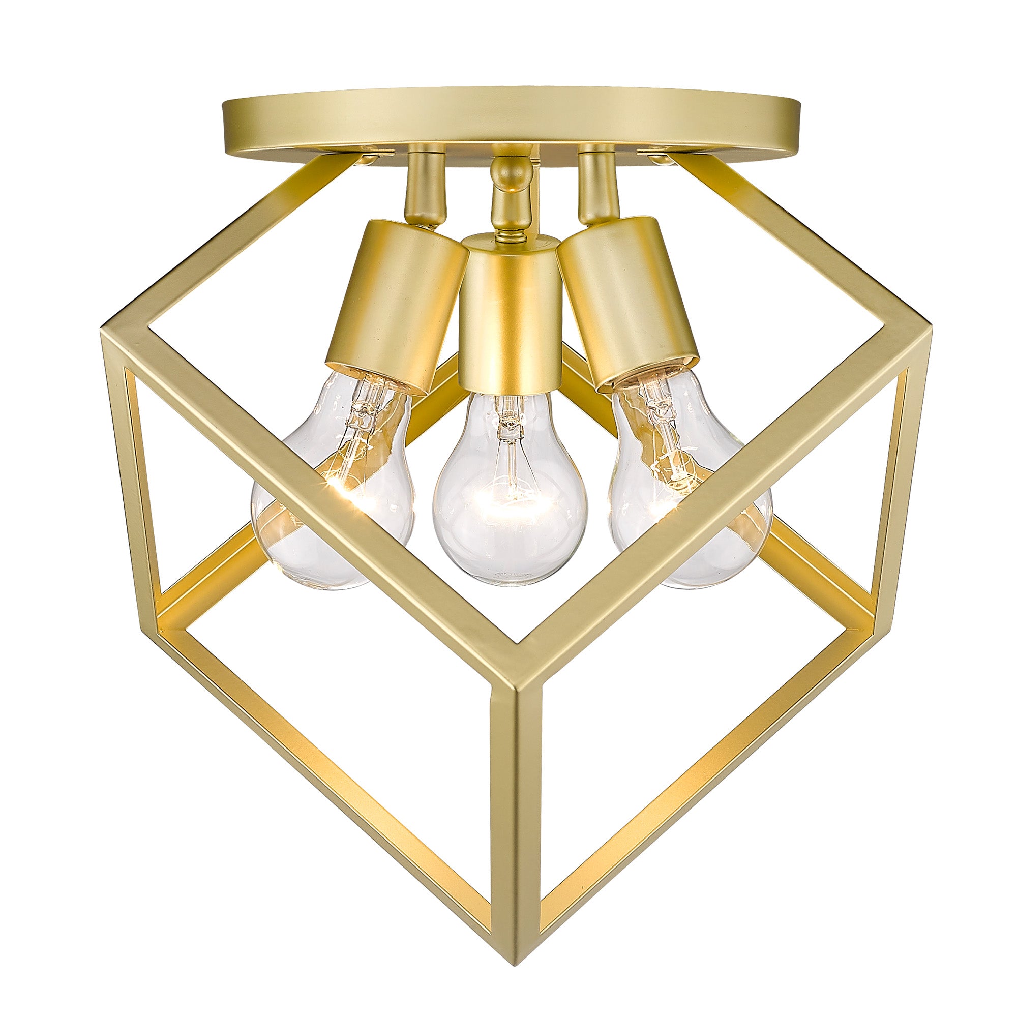 Cassio 3 Light Semi-Flush in Olympic Gold - Default Title - Golden Lighting