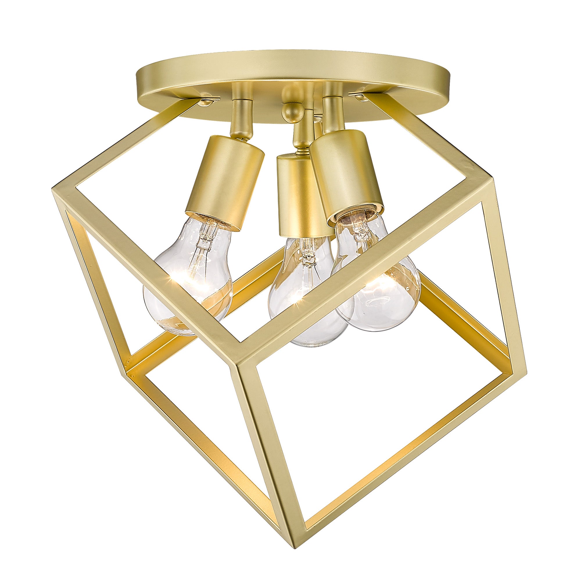 Cassio 3 Light Semi-Flush in Olympic Gold - - Golden Lighting