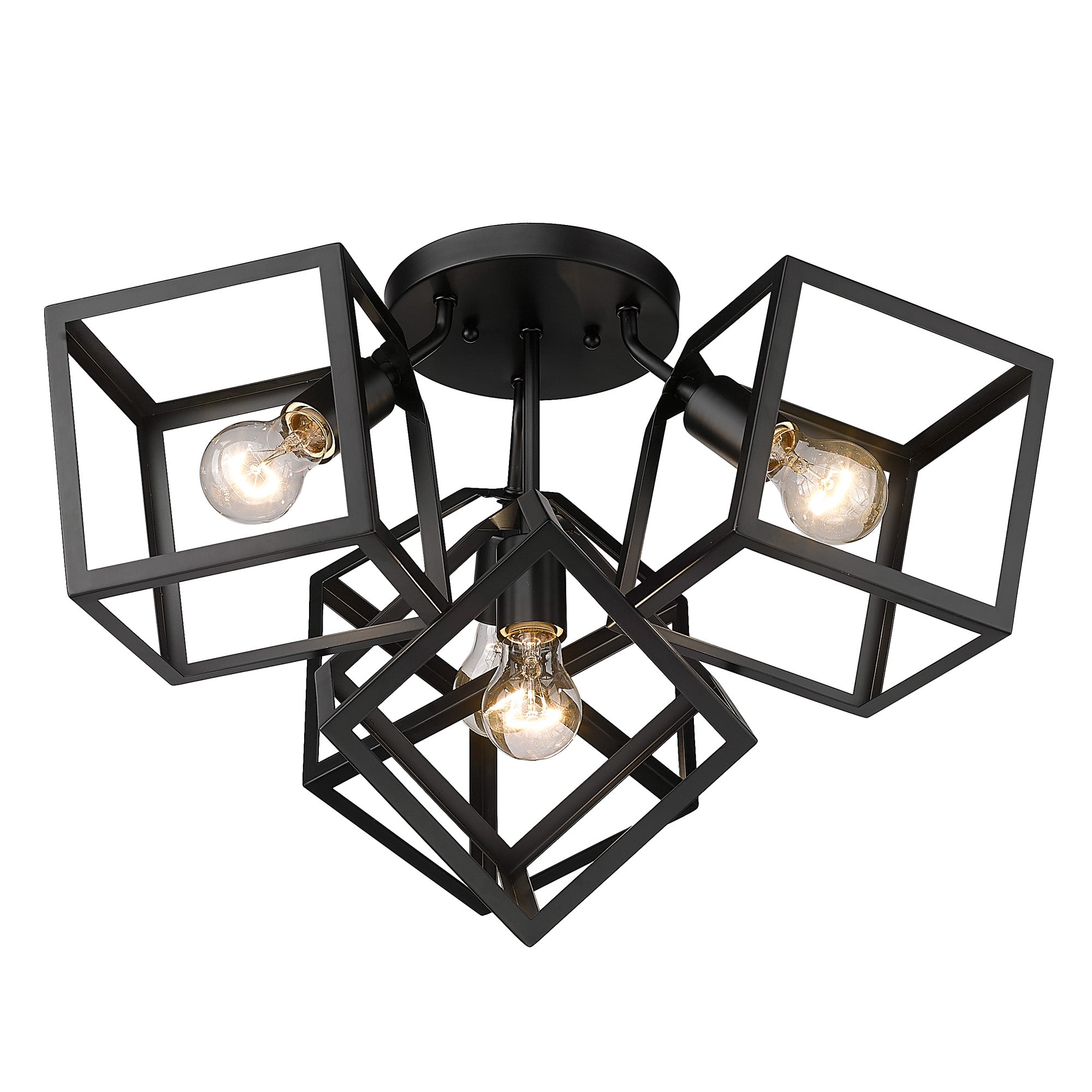 Golden Lighting Cassio 4-light Semi-Flush Mount in Matte Black - - Golden Lighting