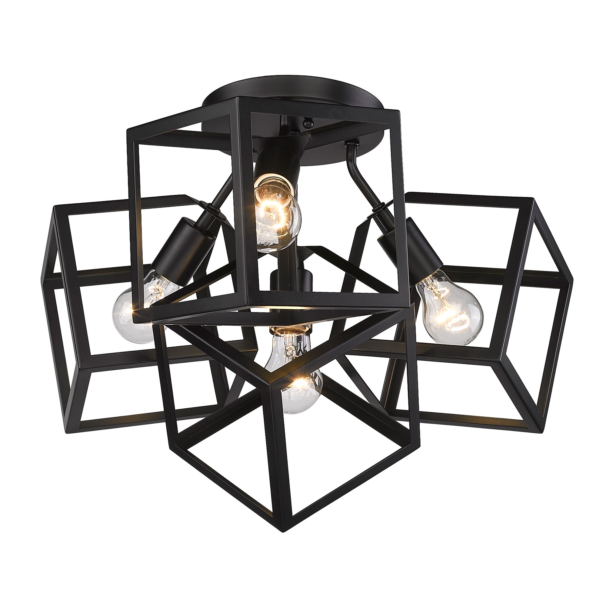 Cassio BLK 4 Light Semi-Flush in Matte Black - - Golden Lighting