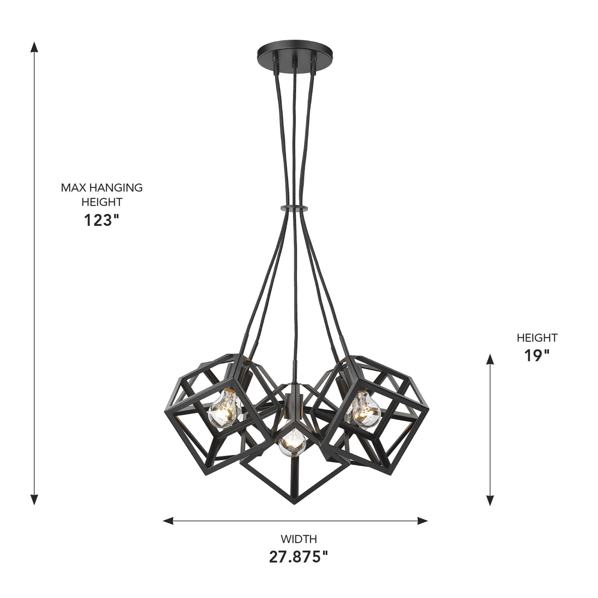 Golden Lighting Cassio 5-light Chandelier in Matte Black - - Golden Lighting