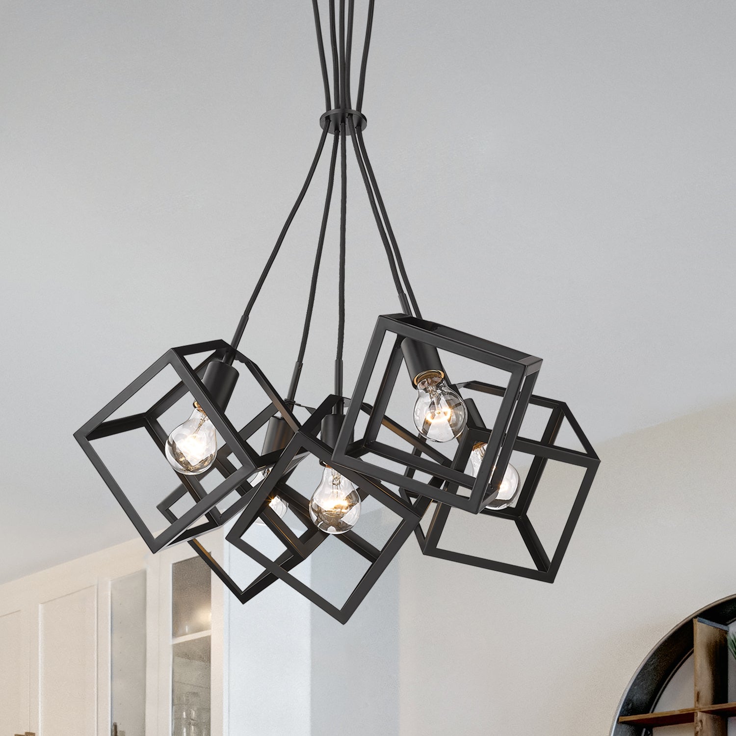 Golden Lighting Cassio 5-light Chandelier in Matte Black - - Golden Lighting