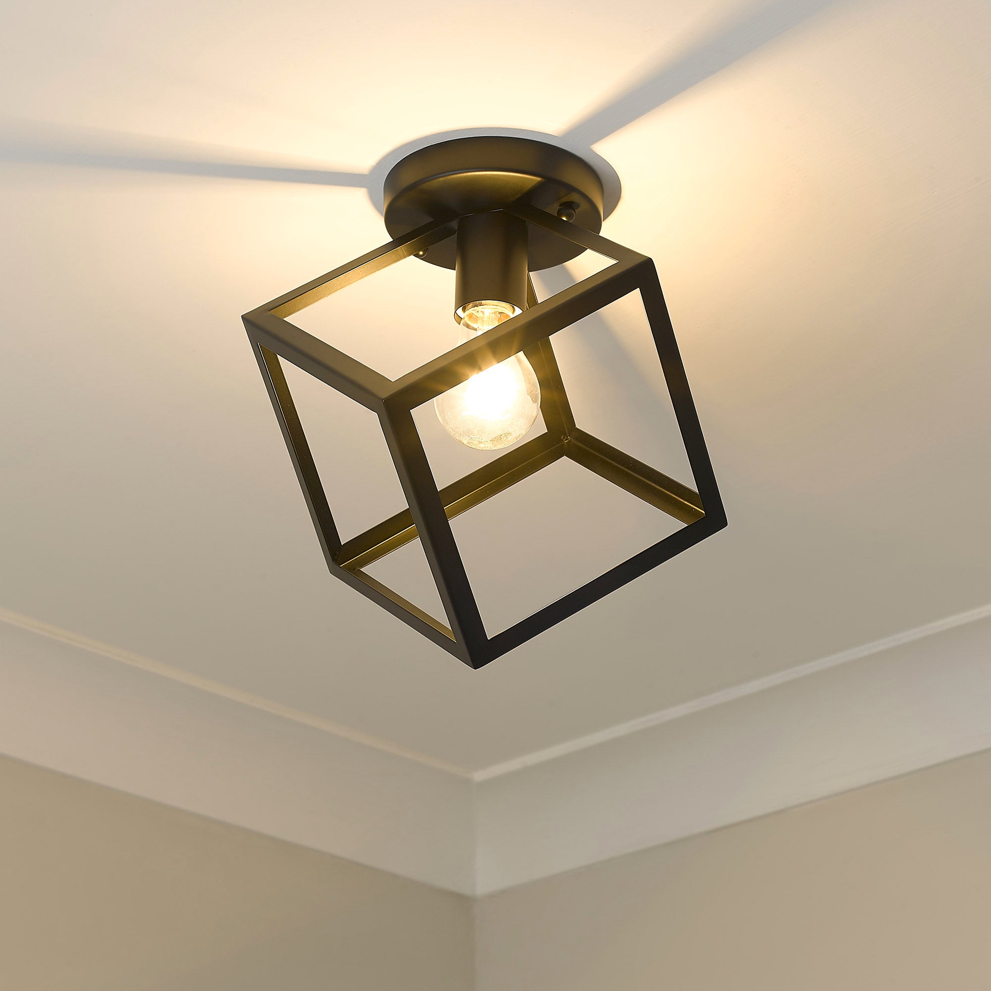 Golden Lighting Cassio 1-light Flush Mount in Matte Black - - Golden Lighting