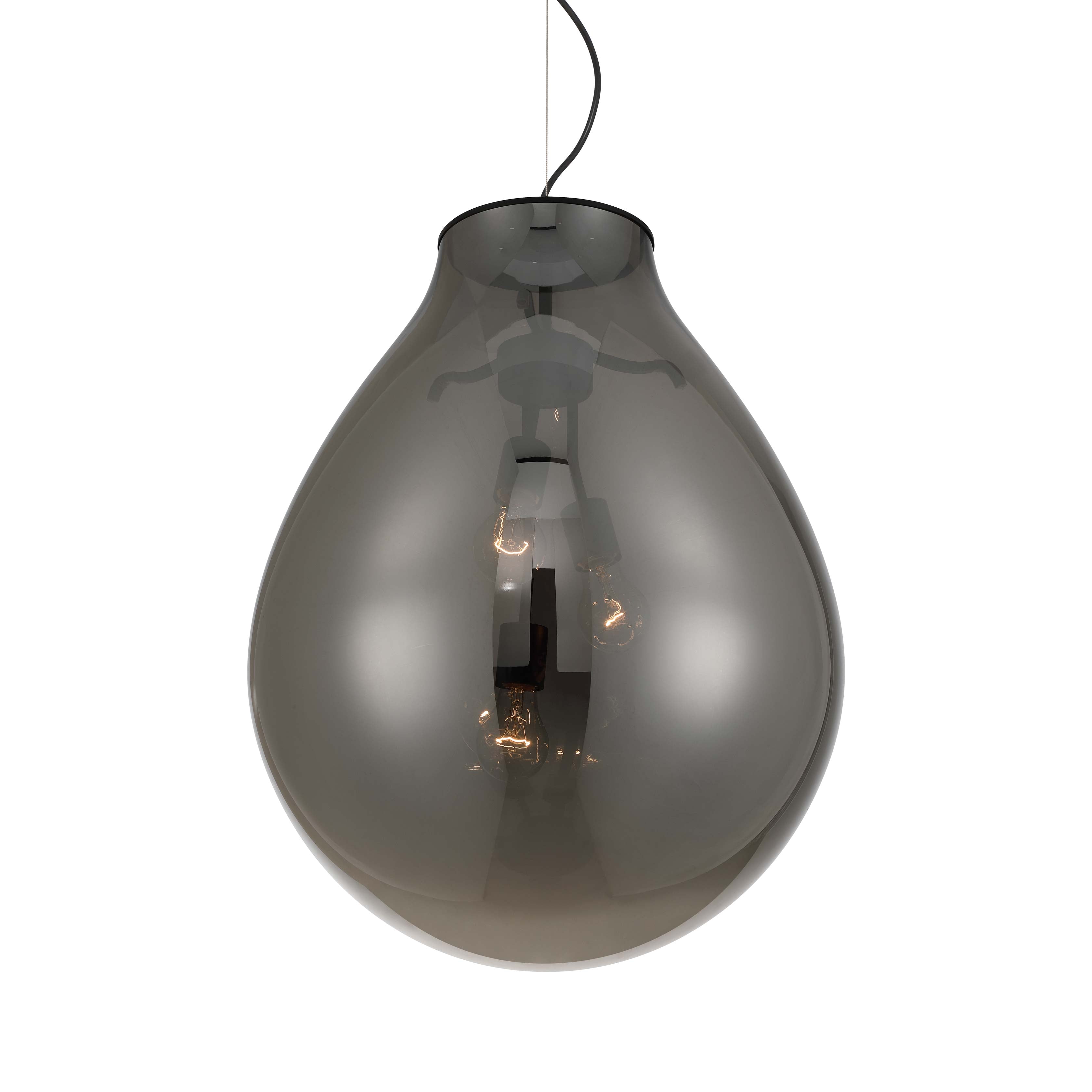 Drop 3-light Pendant in Matte Black and Smoke Plated Glass