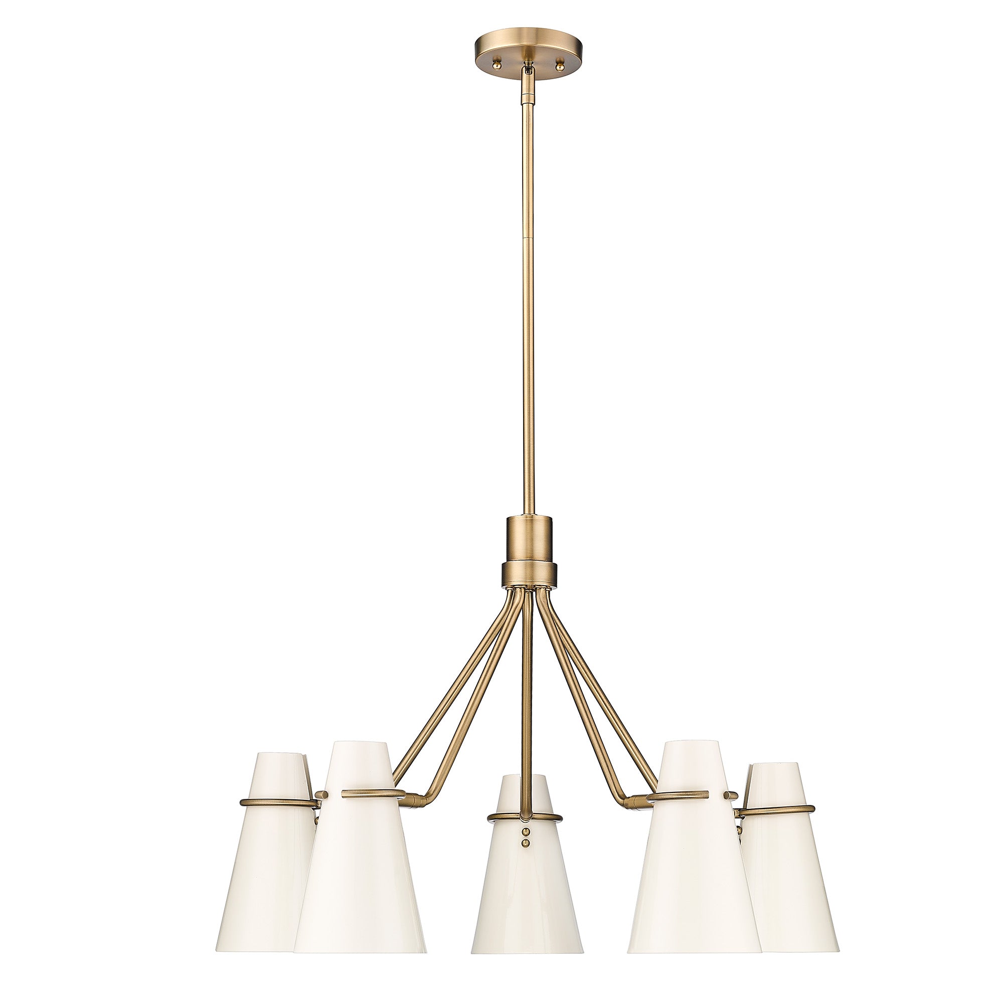 Golden Lighting Reeva 5-light Chandelier in Modern Brass and Glossy Ecru shade - - Golden Lighting
