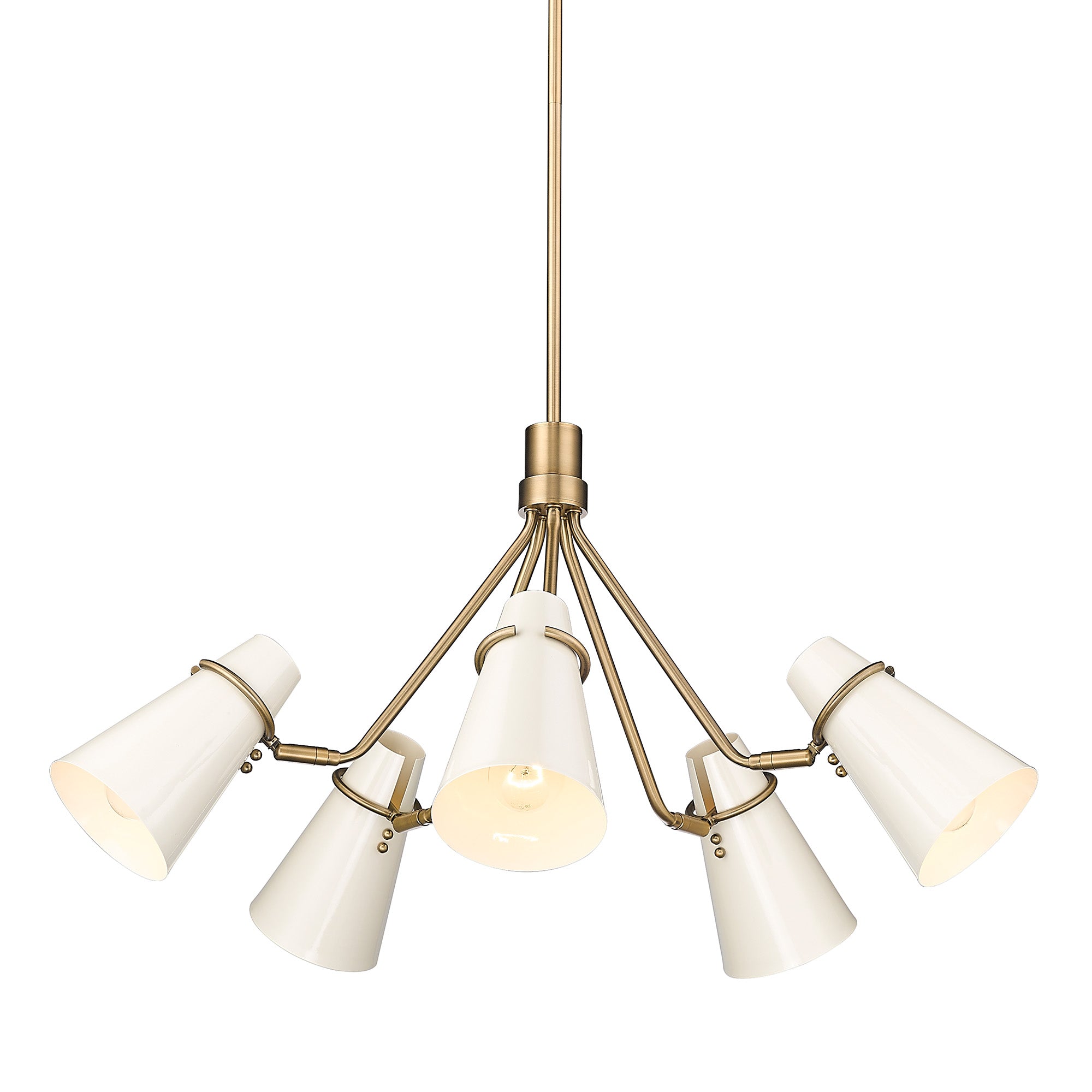 Golden Lighting Reeva 5-light Chandelier in Modern Brass and Glossy Ecru shade - - Golden Lighting