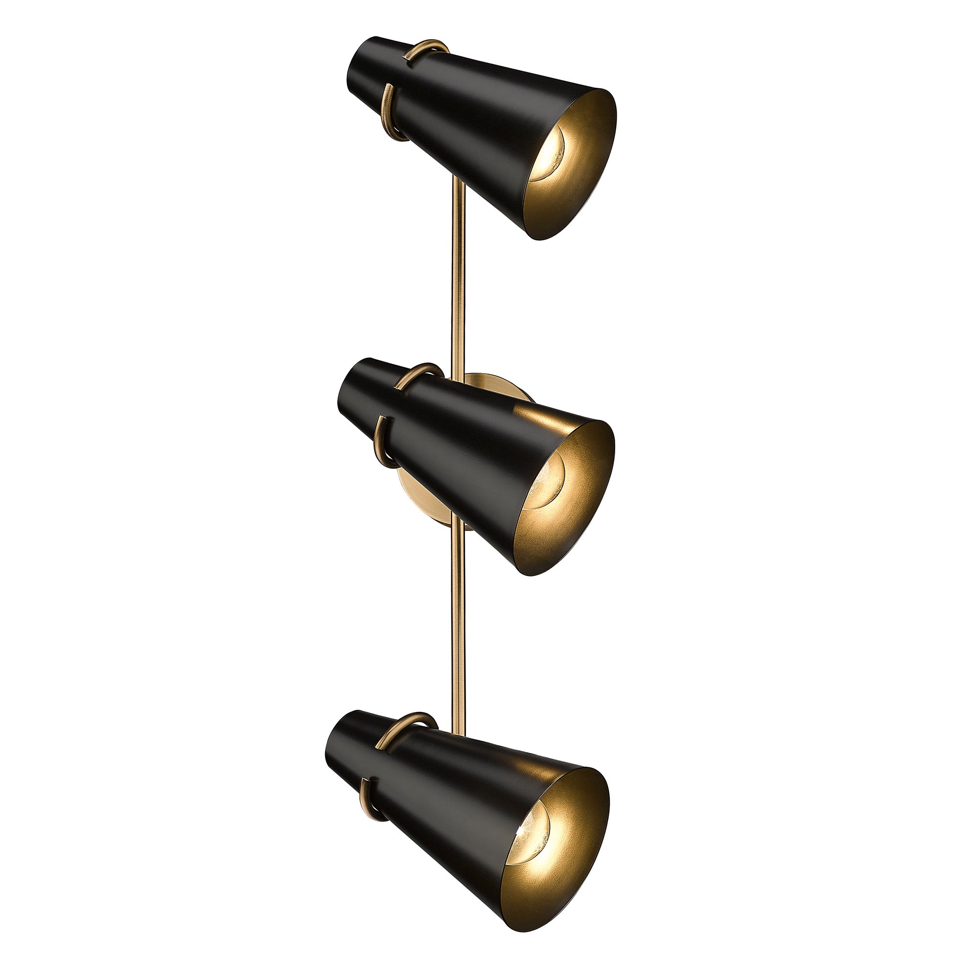 Golden Lighting Reeva 3-light Vanity in Modern Brass and Matte Black shade - - Golden Lighting