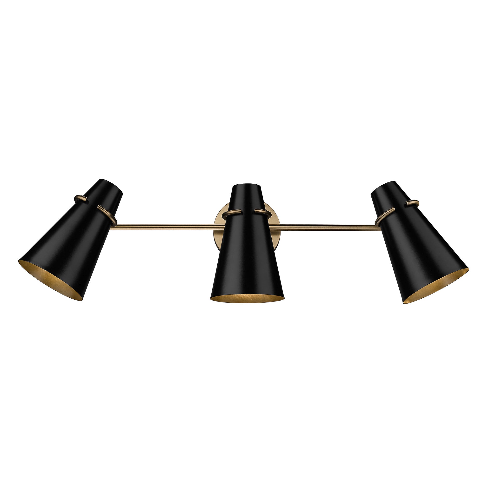 Golden Lighting Reeva 3-light Vanity in Modern Brass and Matte Black shade - - Golden Lighting