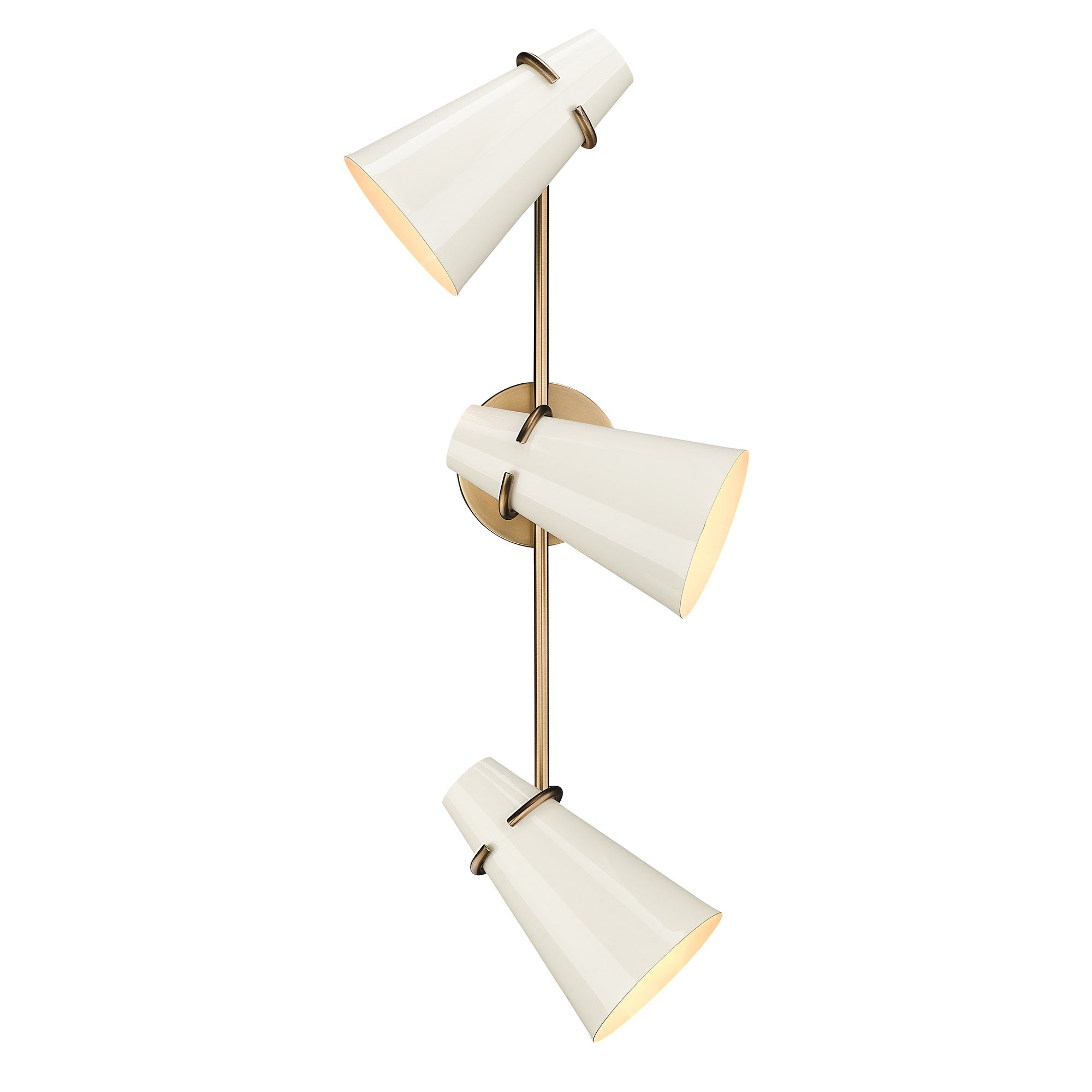 Golden Lighting Reeva 3-light Vanity in Modern Brass and Glossy Ecru shade - - Golden Lighting