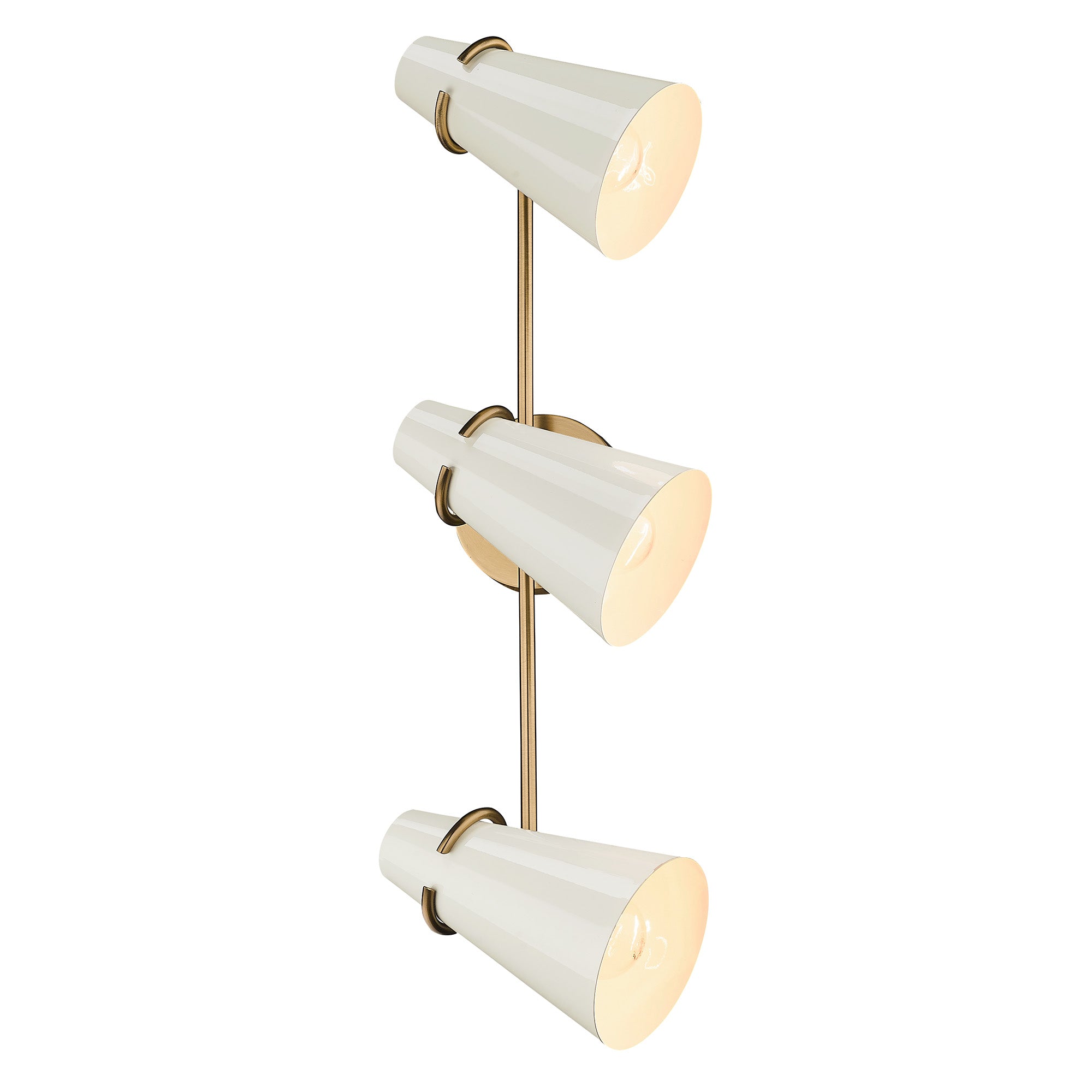 Golden Lighting Reeva 3-light Vanity in Modern Brass and Glossy Ecru shade - - Golden Lighting