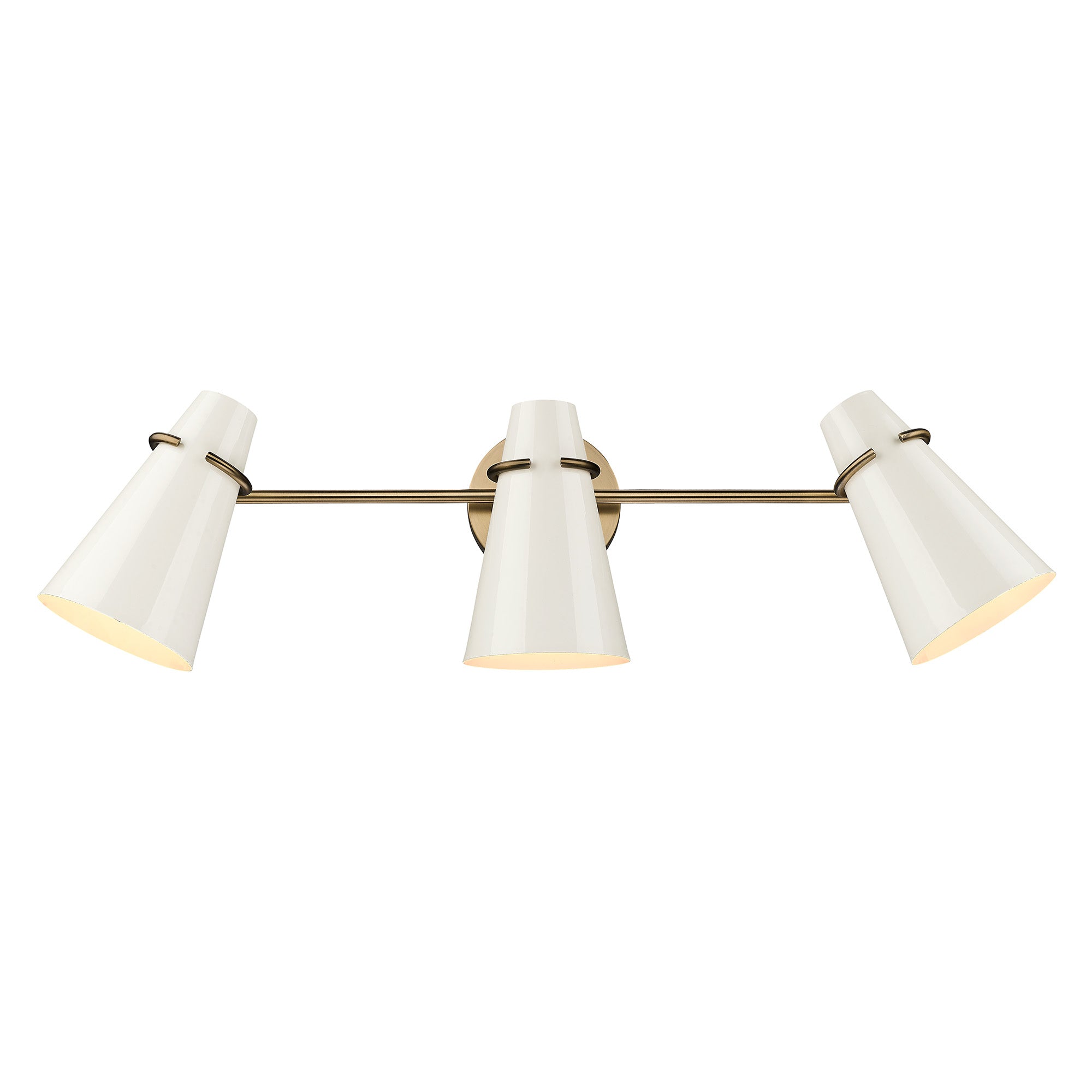 Golden Lighting Reeva 3-light Vanity in Modern Brass and Glossy Ecru shade - - Golden Lighting