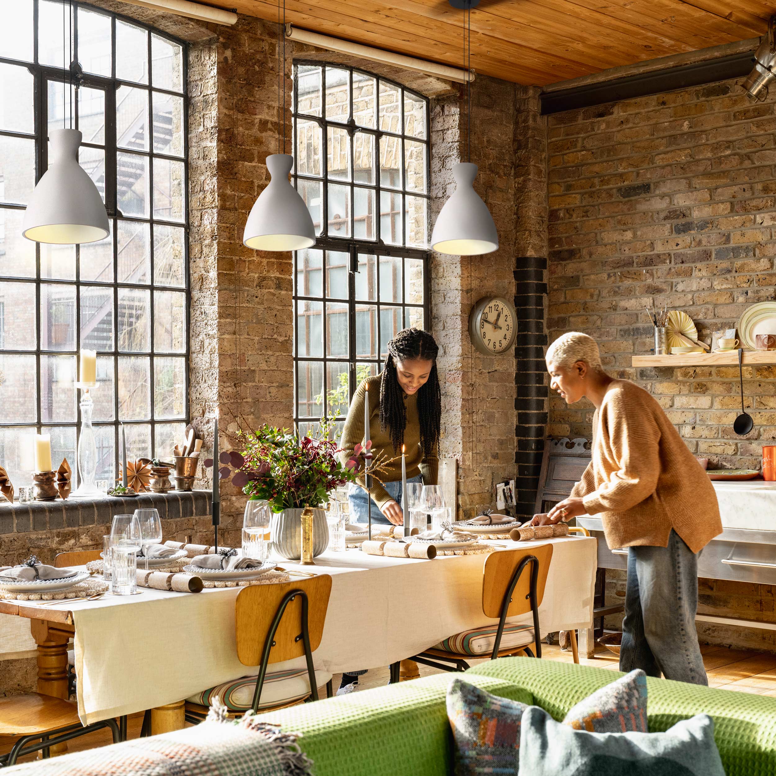 Aethera 10" LED Pendant in White Sandstone Cement - Default Title - Golden Lighting