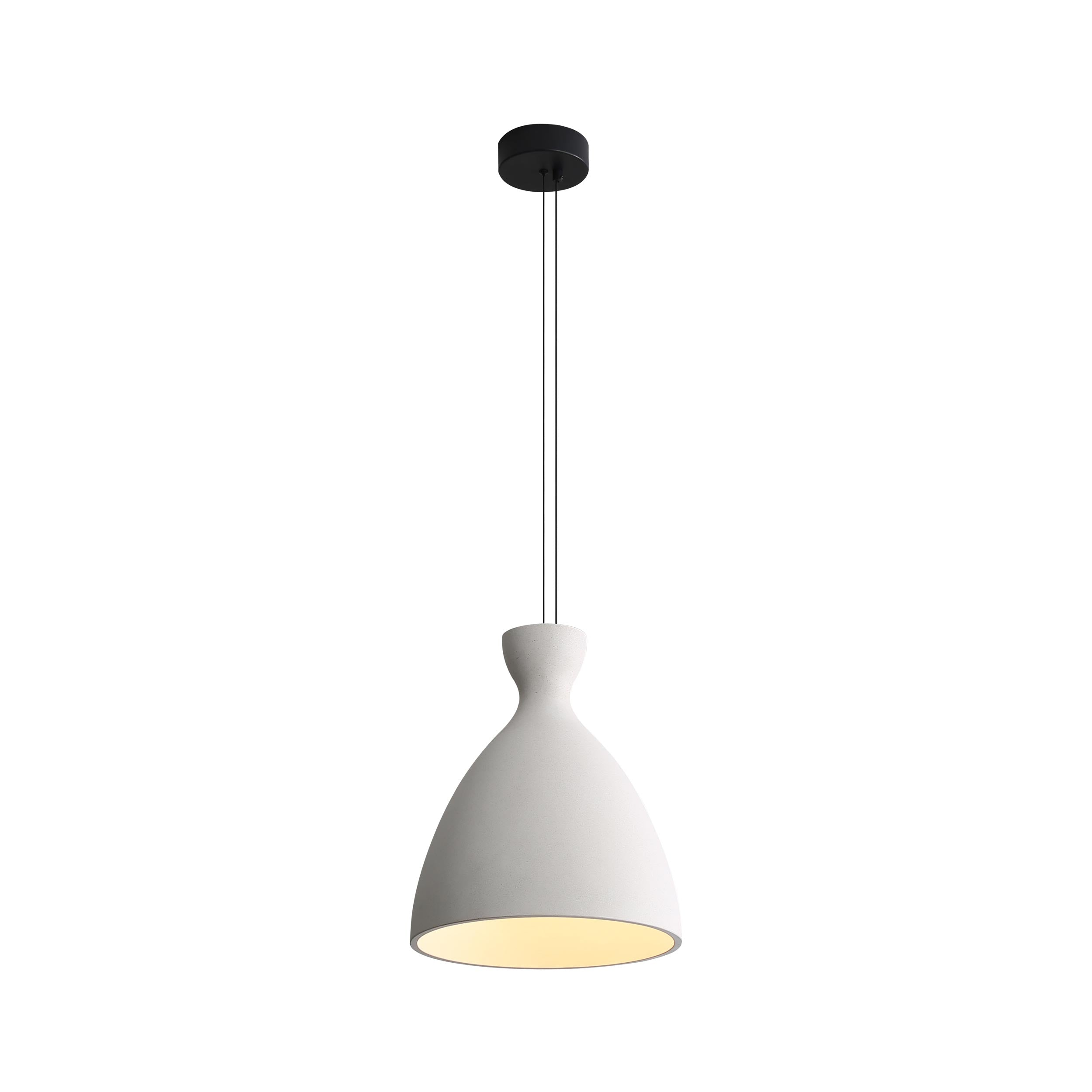 Golden Lighting Aethera 14in Integrated LED Pendant in White Sandstone Cement - - Golden Lighting
