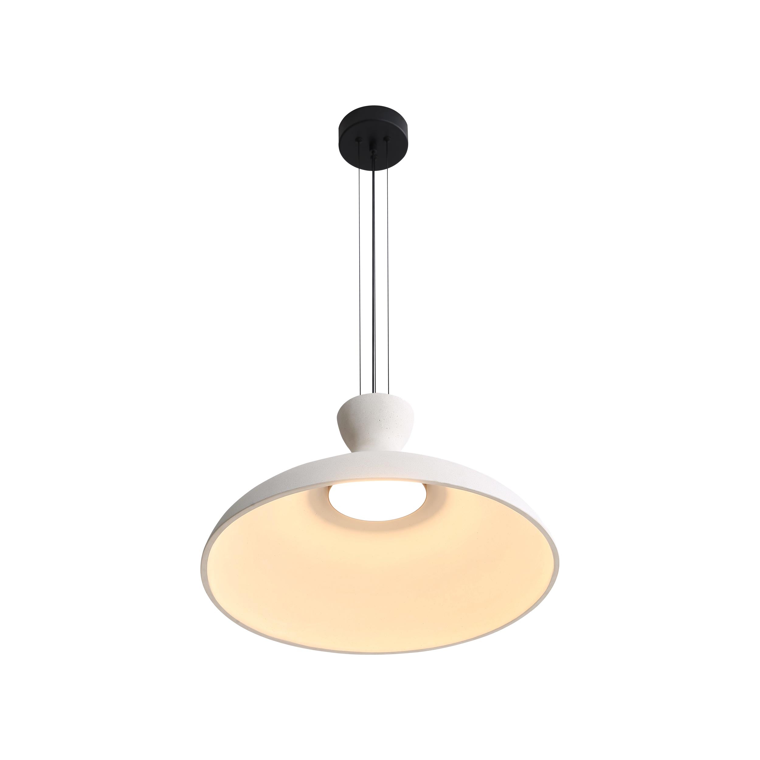 Golden Lighting Aethera 22in Integrated LED Pendant in White Sandstone Cement - - Golden Lighting