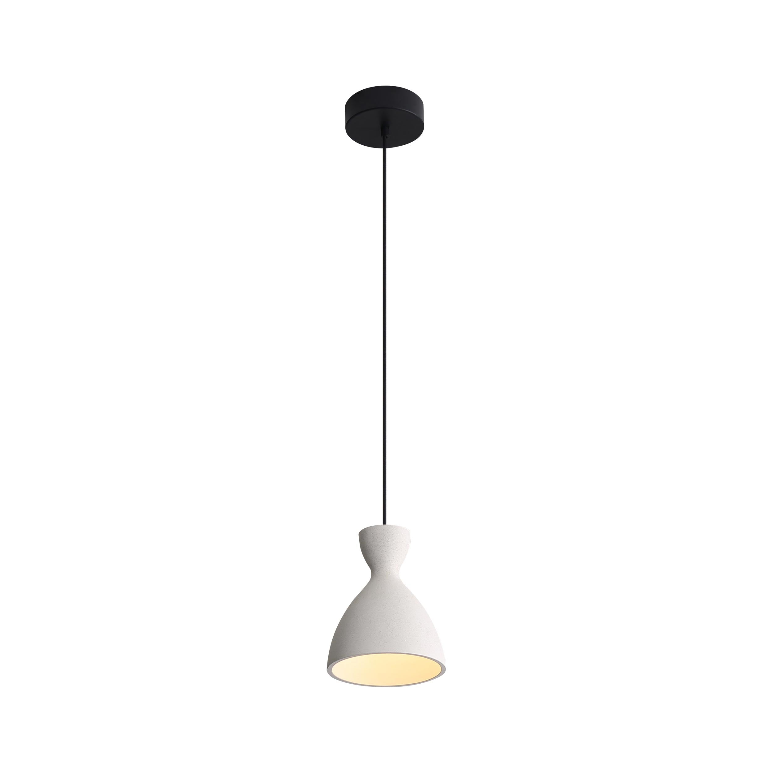 Aethera 7" LED Pendant in White Sandstone Cement - - Golden Lighting