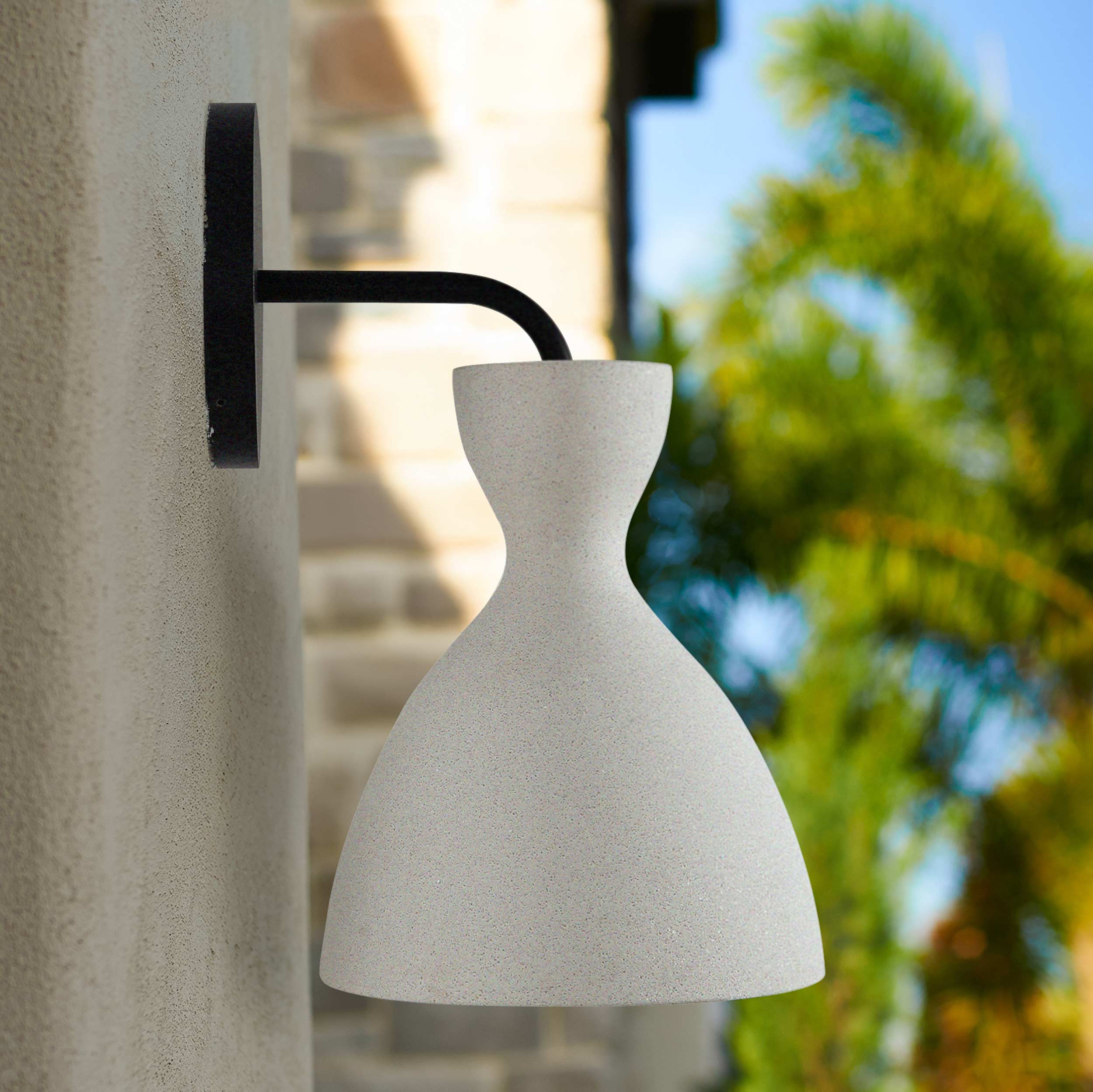 Aethera LED 7" Wall Sconce - Outdoor in White Sandstone Cement - Default Title - Golden Lighting
