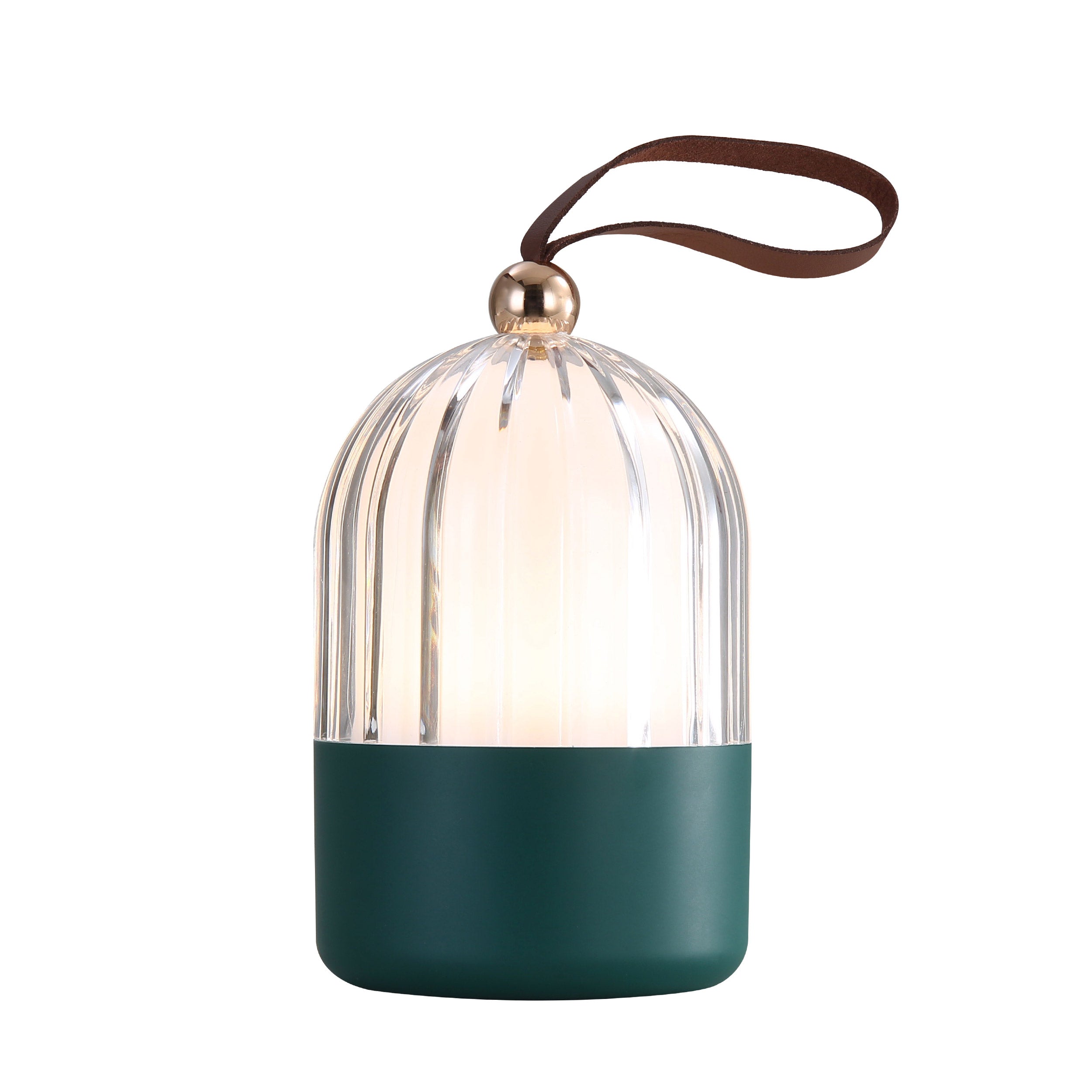 Lunari 4" LED Rechargeable Lantern in Matte Green with Clear Acrylic - - Golden Lighting