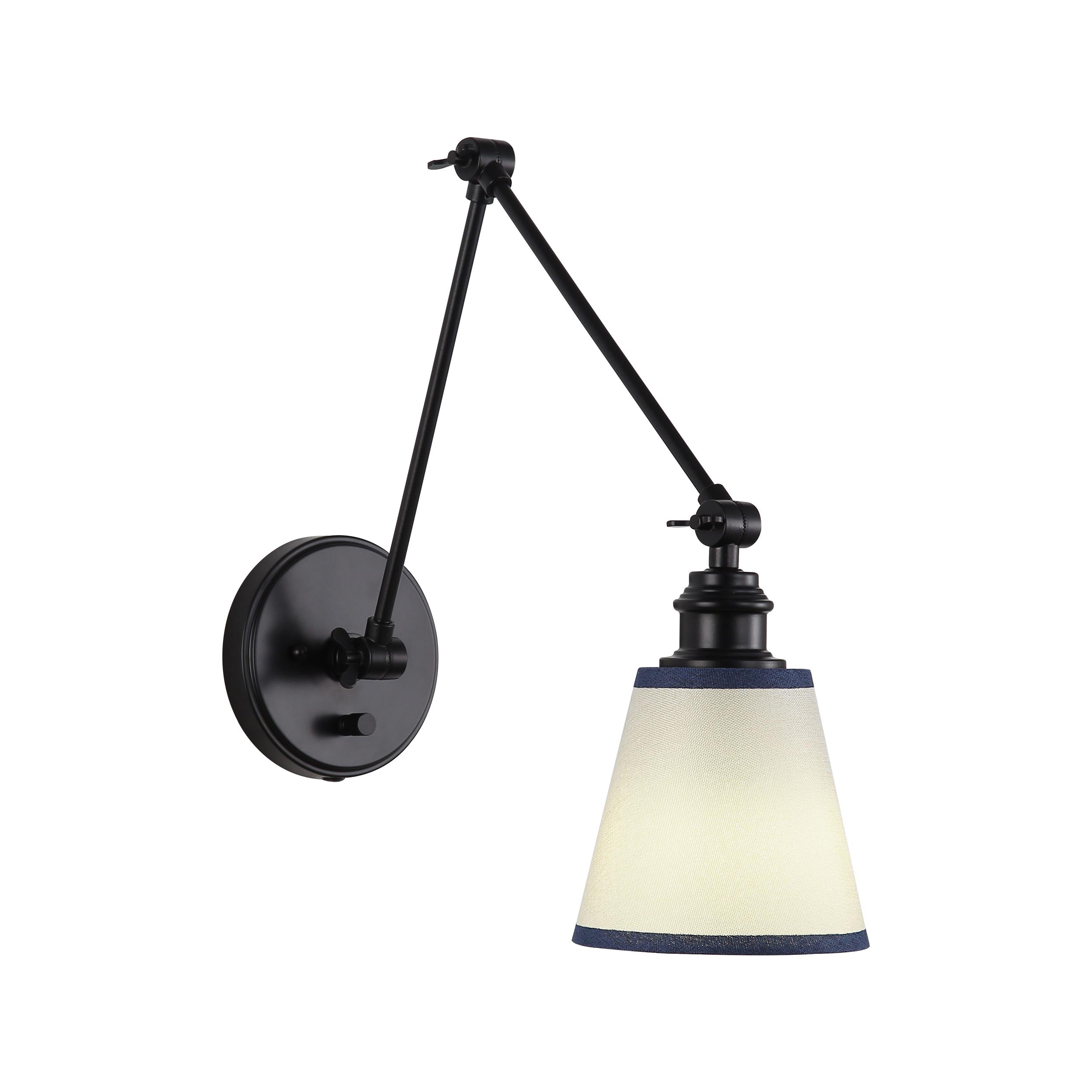 Yep by Golden Lighting Equinox 1-light Swing Arm Wall Lamp with Blue Trim shade - - Golden Lighting